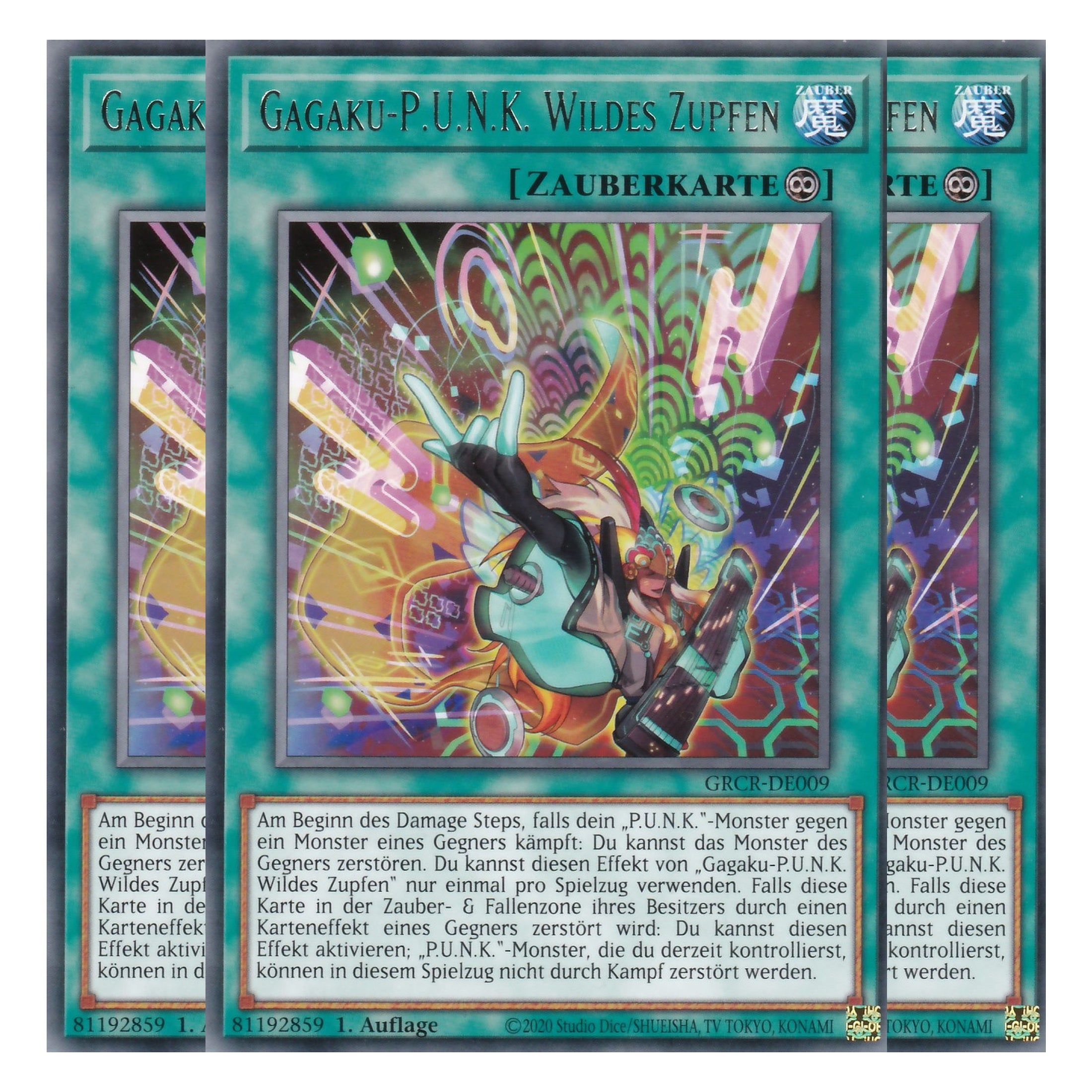 Gagaku-P.U.N.K. Wildes Zupfen - GRCR-DE009 - Rare - Deutsch - 1. Auflage - The Grand Creators - Yu-Gi-Oh! - Playset (3 Kopien)
