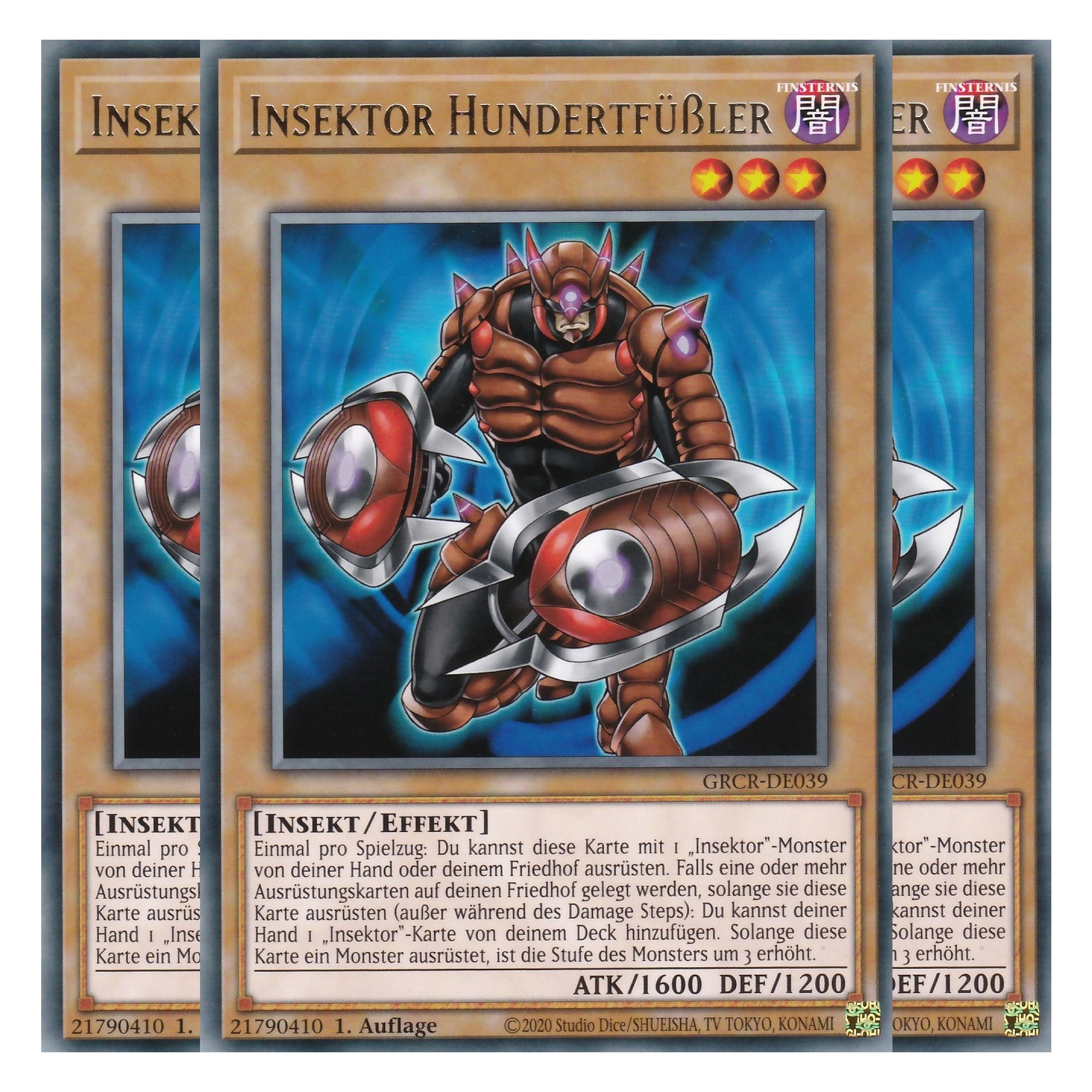 Insektor Hundertfüßler - GRCR-DE039 - Rare - Deutsch - 1. Auflage - The Grand Creators - Yu-Gi-Oh! - Playset (3 Kopien)