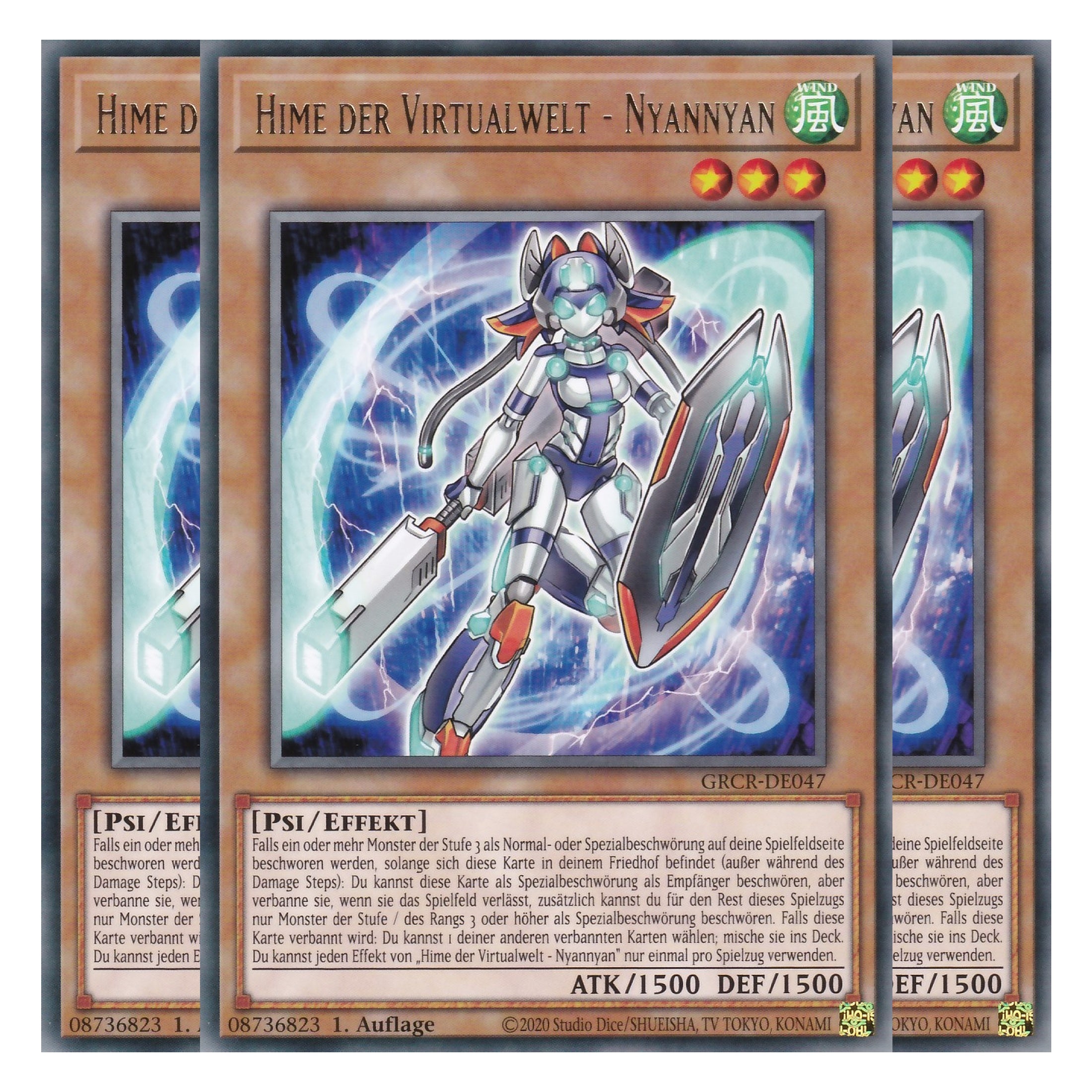 Hime der Virtualwelt - Nyannyan - GRCR-DE047 - Rare - Deutsch - 1. Auflage - The Grand Creators - Yu-Gi-Oh! - Playset (3 Kopien)