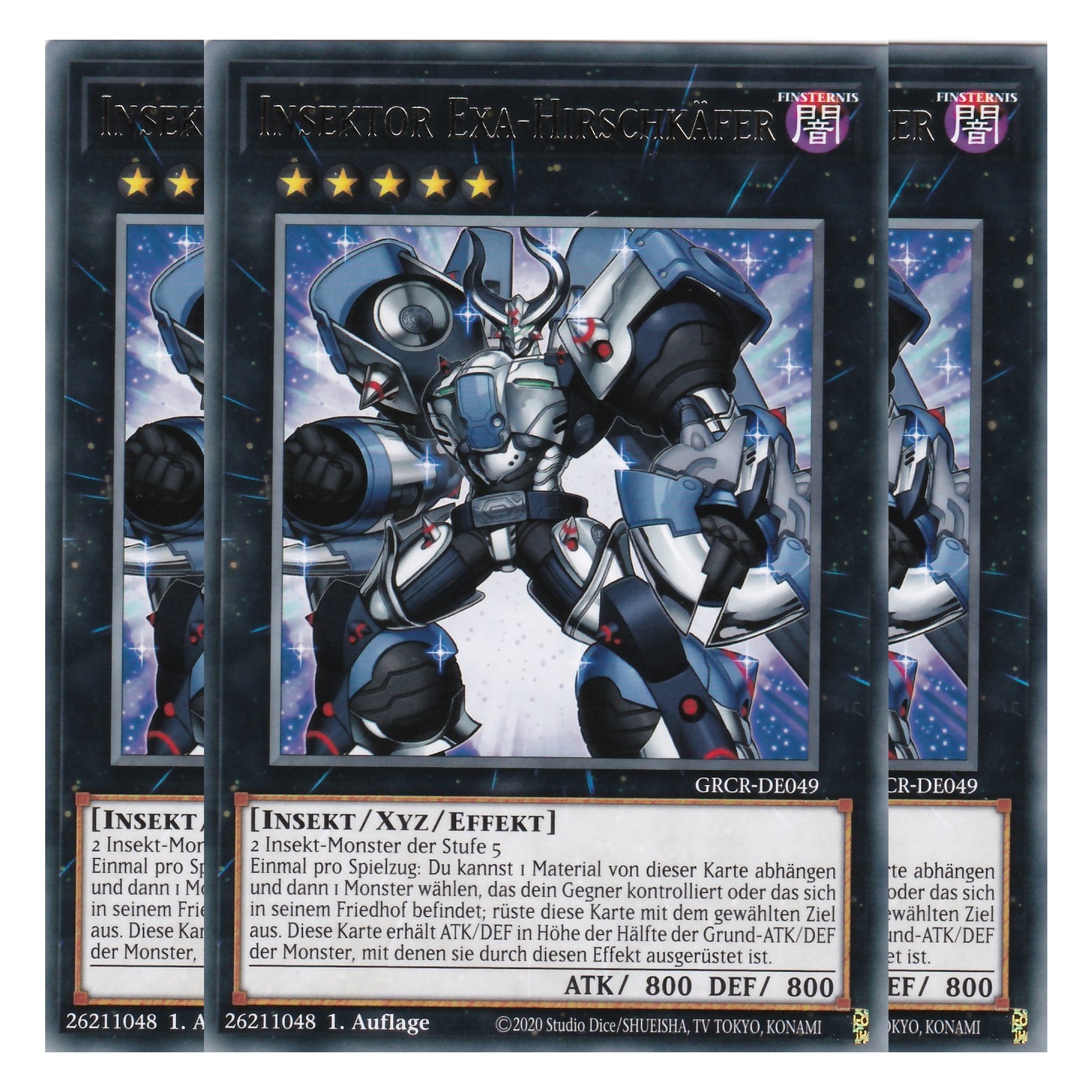 Insektor Exa-Hirschkäfer - GRCR-DE049 - Rare - Deutsch - 1. Auflage - The Grand Creators - Yu-Gi-Oh! - Playset (3 Kopien)