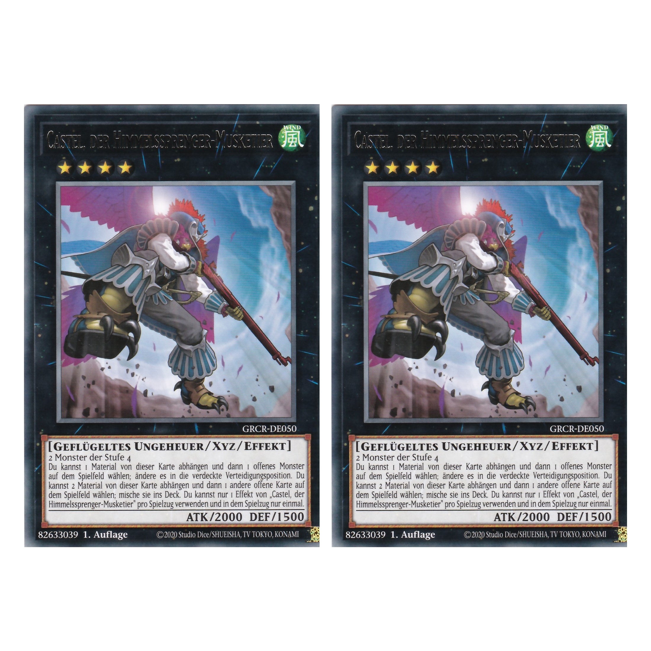Castel, der Himmelssprenger-Musketier - GRCR-DE050 - Rare - Deutsch - 1. Auflage - The Grand Creators - Yu-Gi-Oh! - Duo Set (2 Stück)
