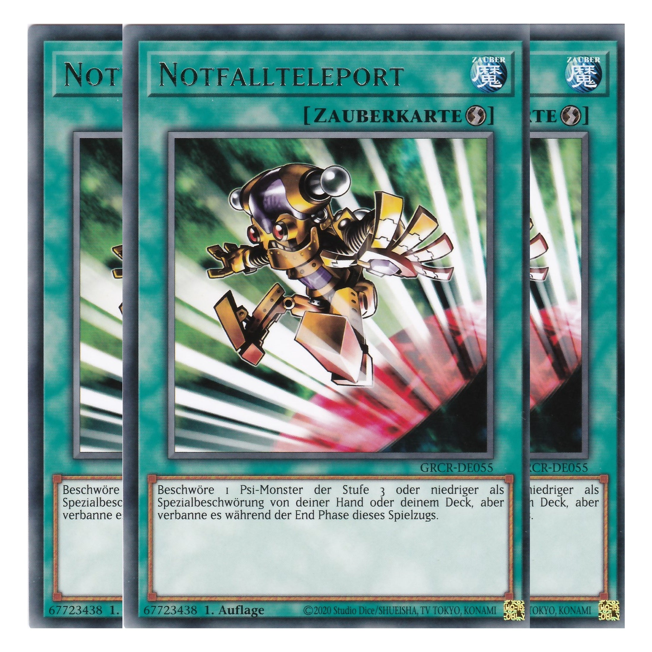 Notfallteleport - GRCR-DE055 - Rare - Deutsch - 1. Auflage - The Grand Creators - Yu-Gi-Oh! - Playset (3 Kopien)