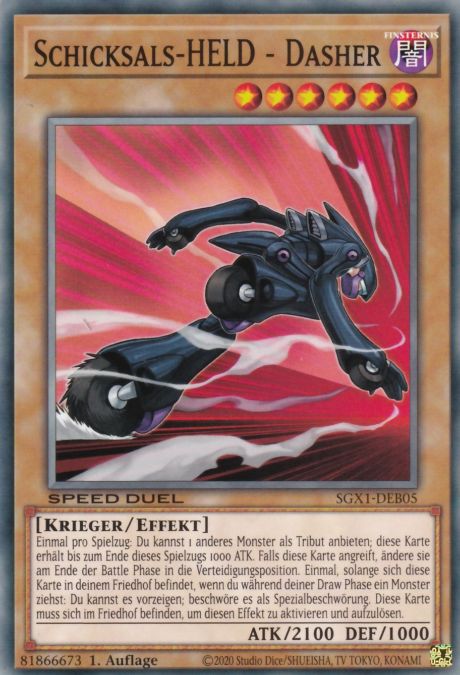 Schicksals-HELD - Dasher - SGX1-DEB05 - Common - Deutsch - 1. Auflage - Speed Duel GX: Duel Academy Box