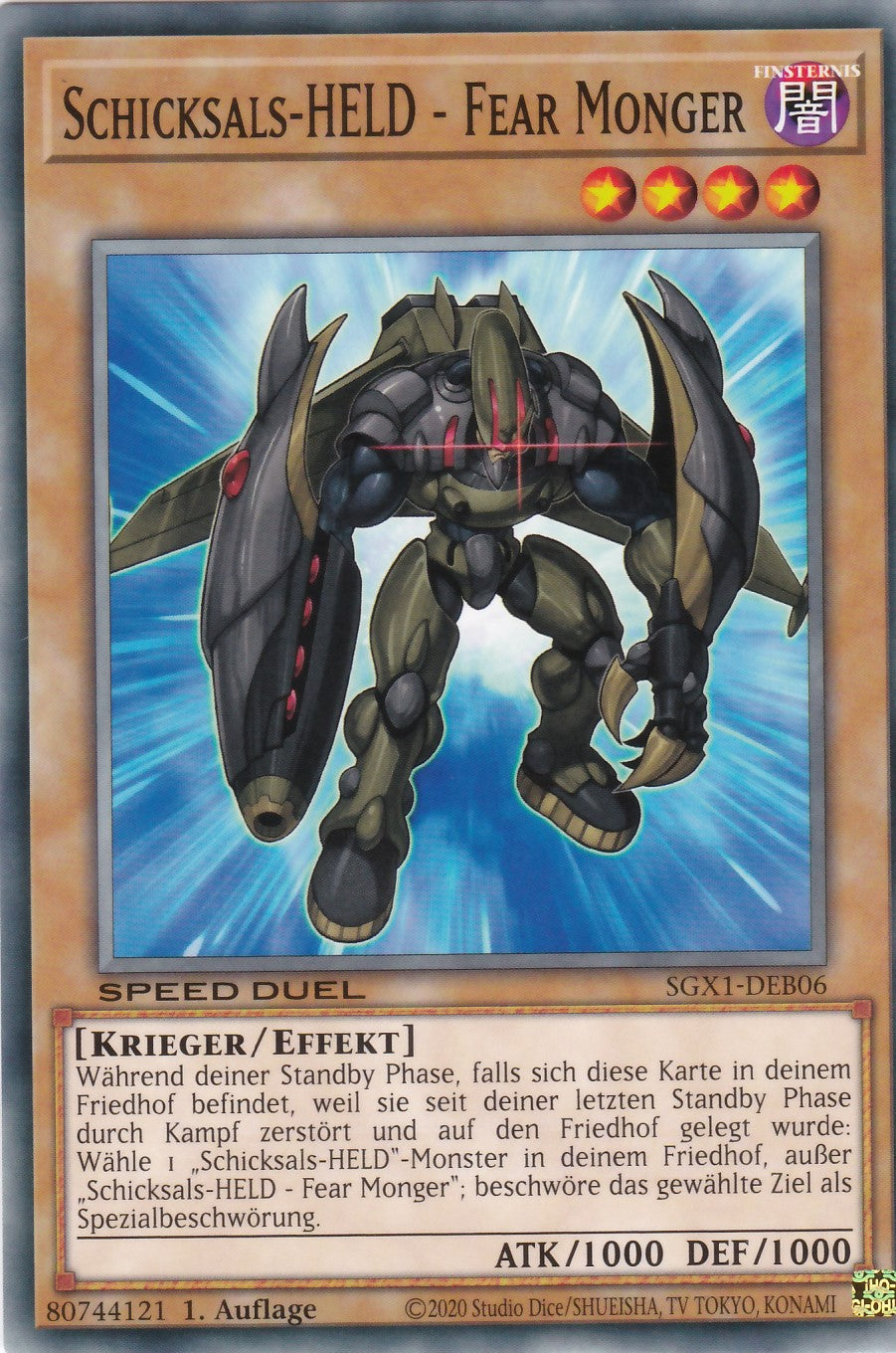 Schicksals-HELD - Fear Monger - SGX1-DEB06 - Common - Deutsch - 1. Auflage - Speed Duel GX: Duel Academy Box