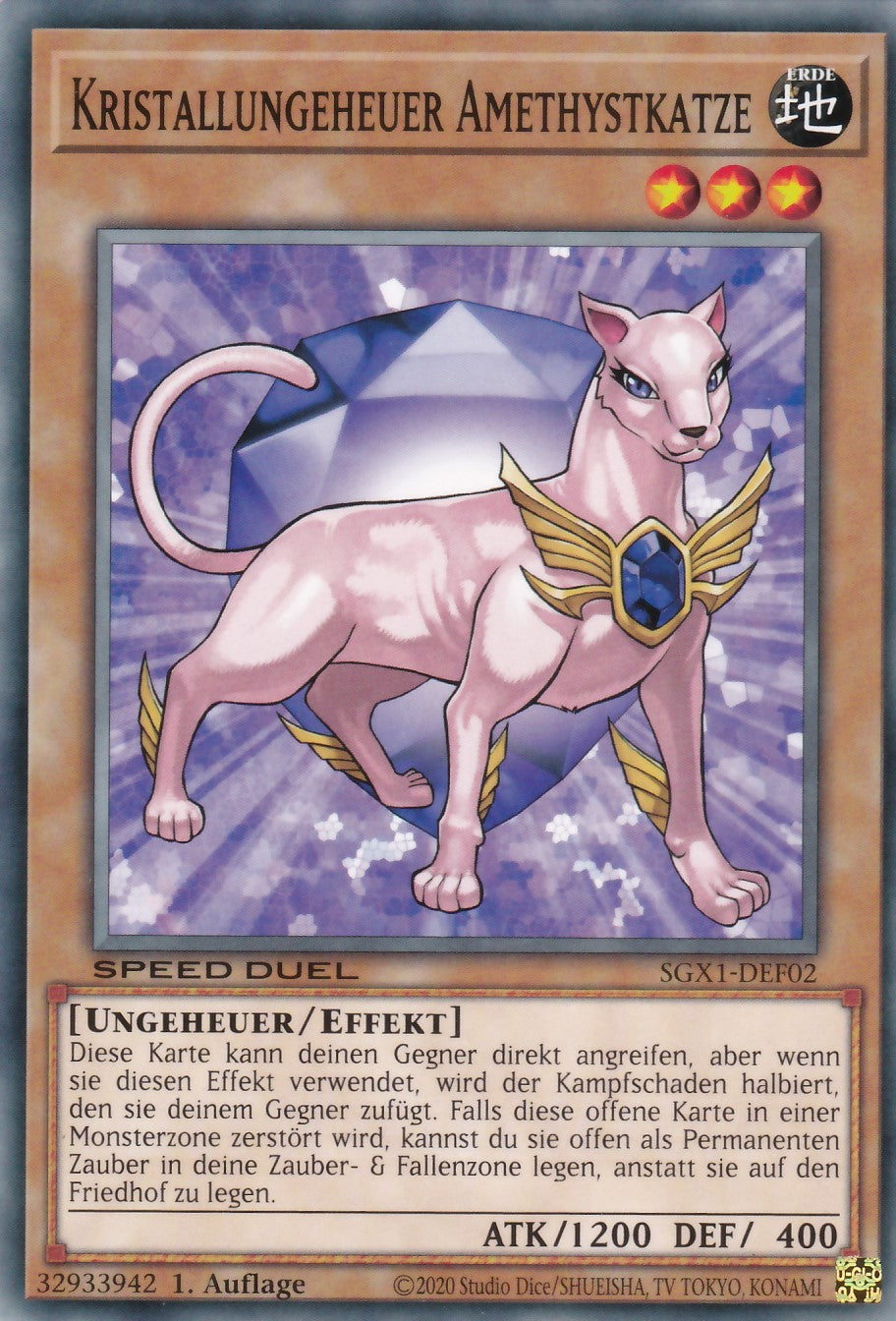 Kristallungeheuer Amethystkatze - SGX1-DEF02 - Common - Deutsch - 1. Auflage - Speed Duel GX: Duel Academy Box