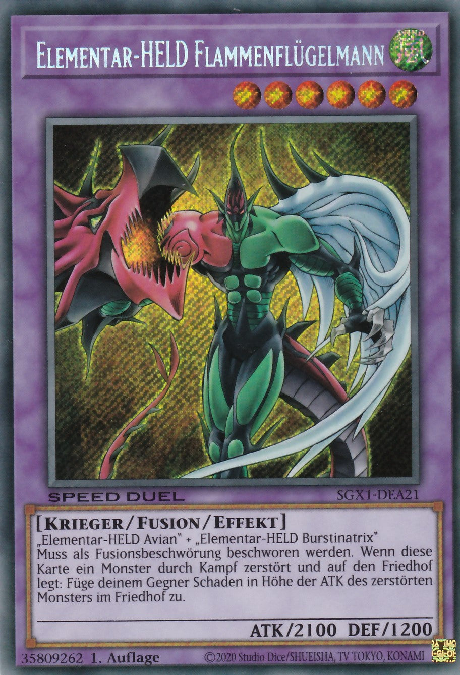 Elementar-HELD Flammenflügelmann - SGX1-DEA21 - Secret Rare - Deutsch - 1. Auflage - Speed Duel GX: Duel Academy Box