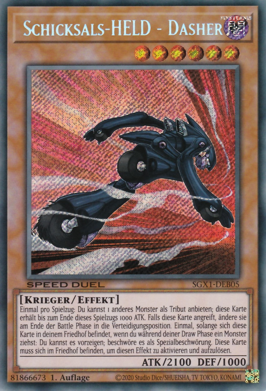 Schicksals-HELD - Dasher - SGX1-DEB05 - Secret Rare - Deutsch - 1. Auflage - Speed Duel GX: Duel Academy Box