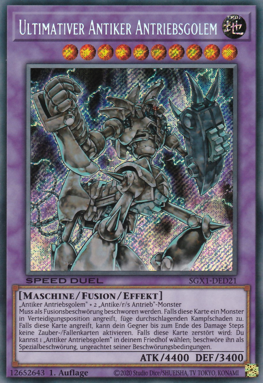 Ultimativer Antiker Antriebsgolem - SGX1-DED21 - Secret Rare - Deutsch - 1. Auflage - Speed Duel GX: Duel Academy Box