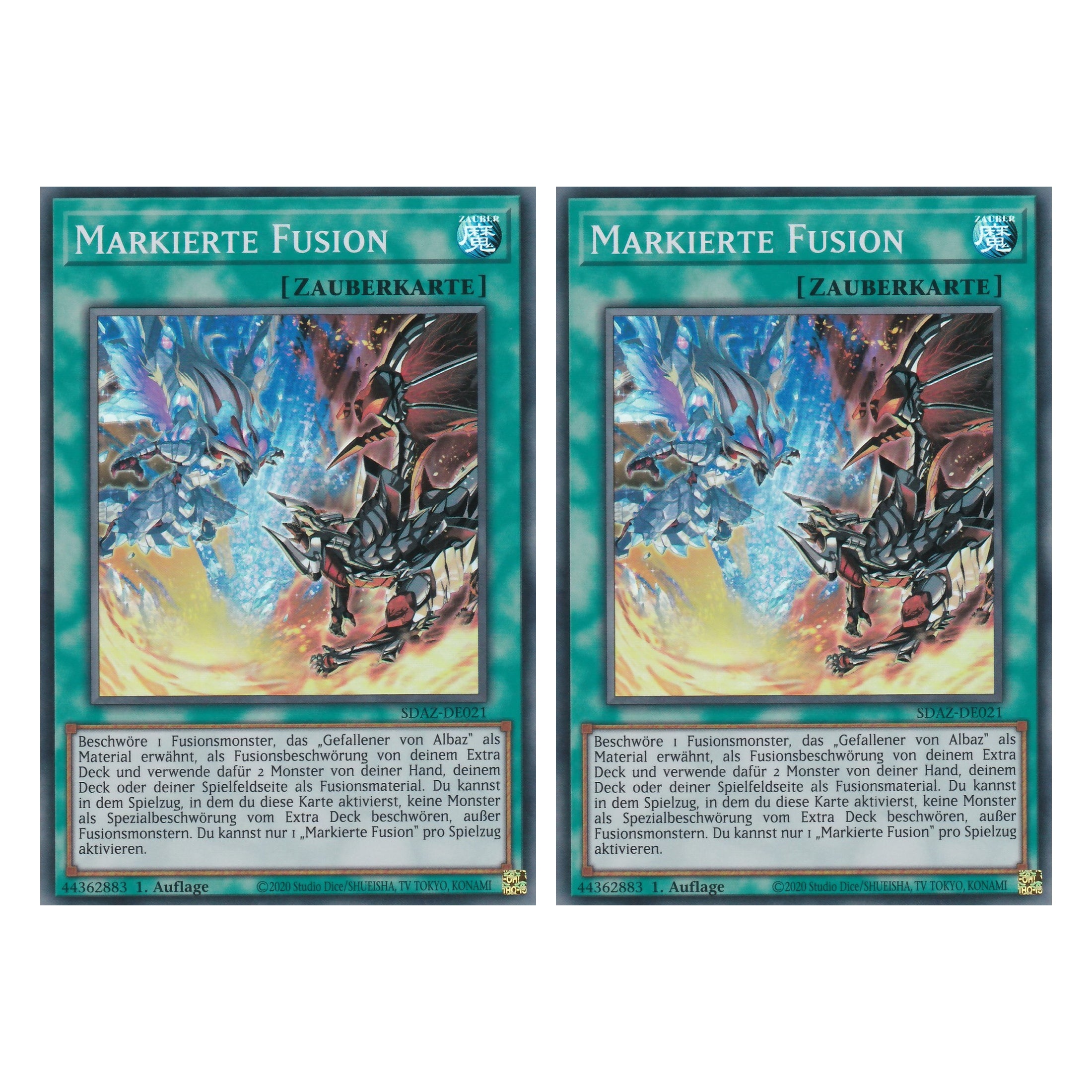 Markierte Fusion - SDAZ-DE021 - Super Rare - Deutsch - 1. Auflage - Structure Deck: Albaz Strike - Yu-Gi-Oh! - Duo Set (2 Stück)