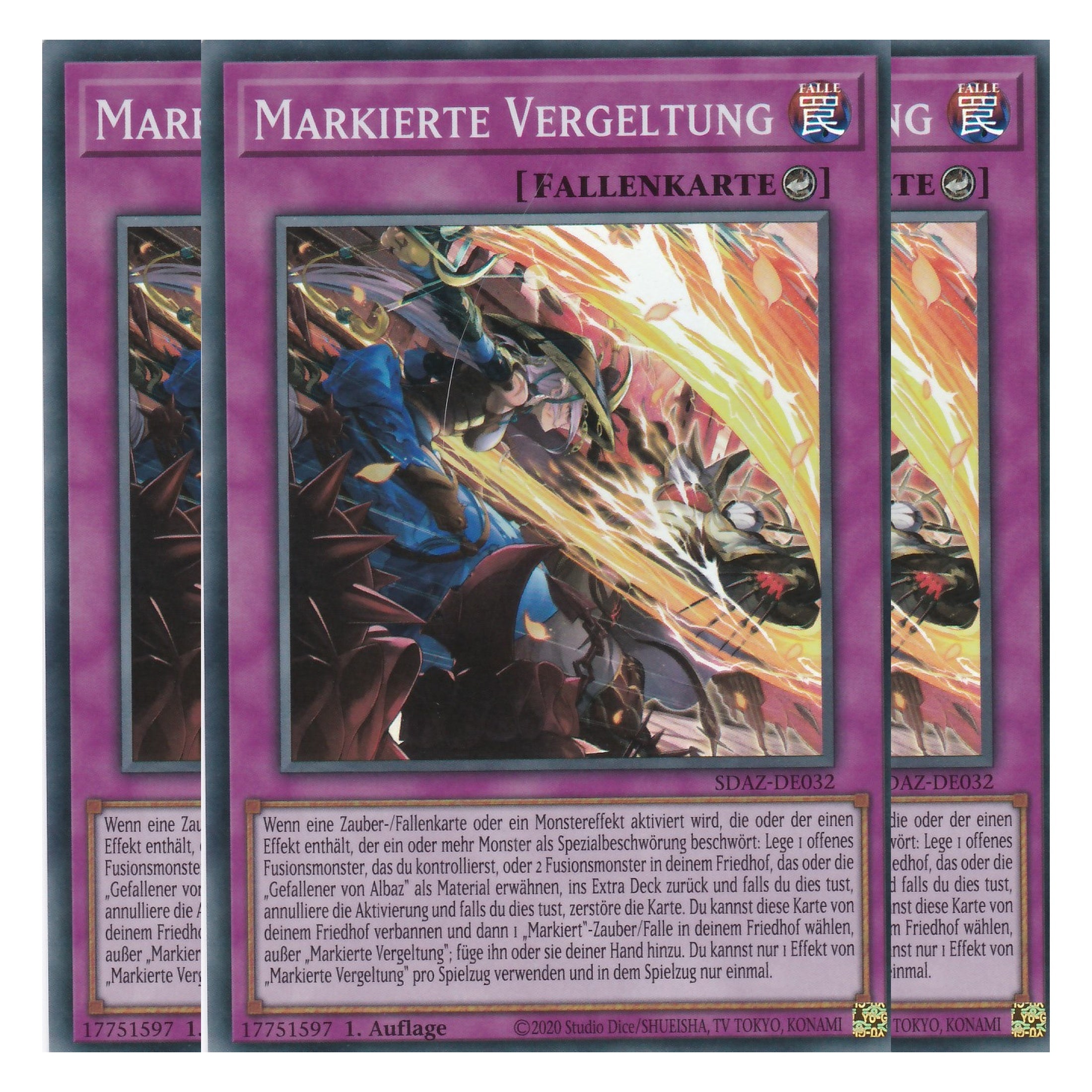 Markierte Vergeltung - SDAZ-DE032 - Super Rare - Deutsch - 1. Auflage - Structure Deck: Albaz Strike - Yu-Gi-Oh! - Playset (3 Kopien)