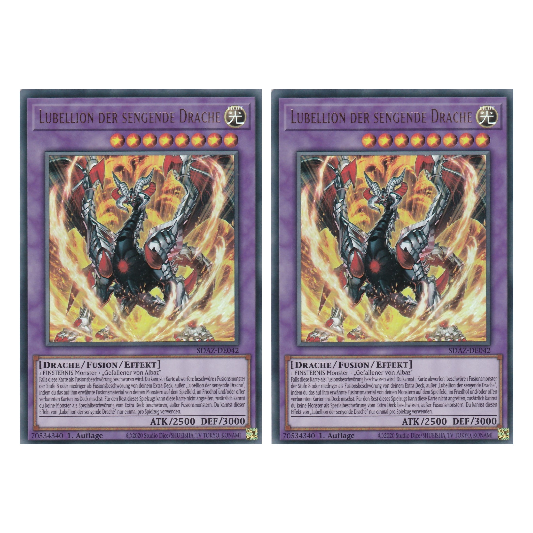 Lubellion der Sengende Drache - SDAZ-DE042 - Ultra Rare - Deutsch - 1. Auflage - Structure Deck: Albaz Strike - Yu-Gi-Oh! - Duo Set (2 Stück)