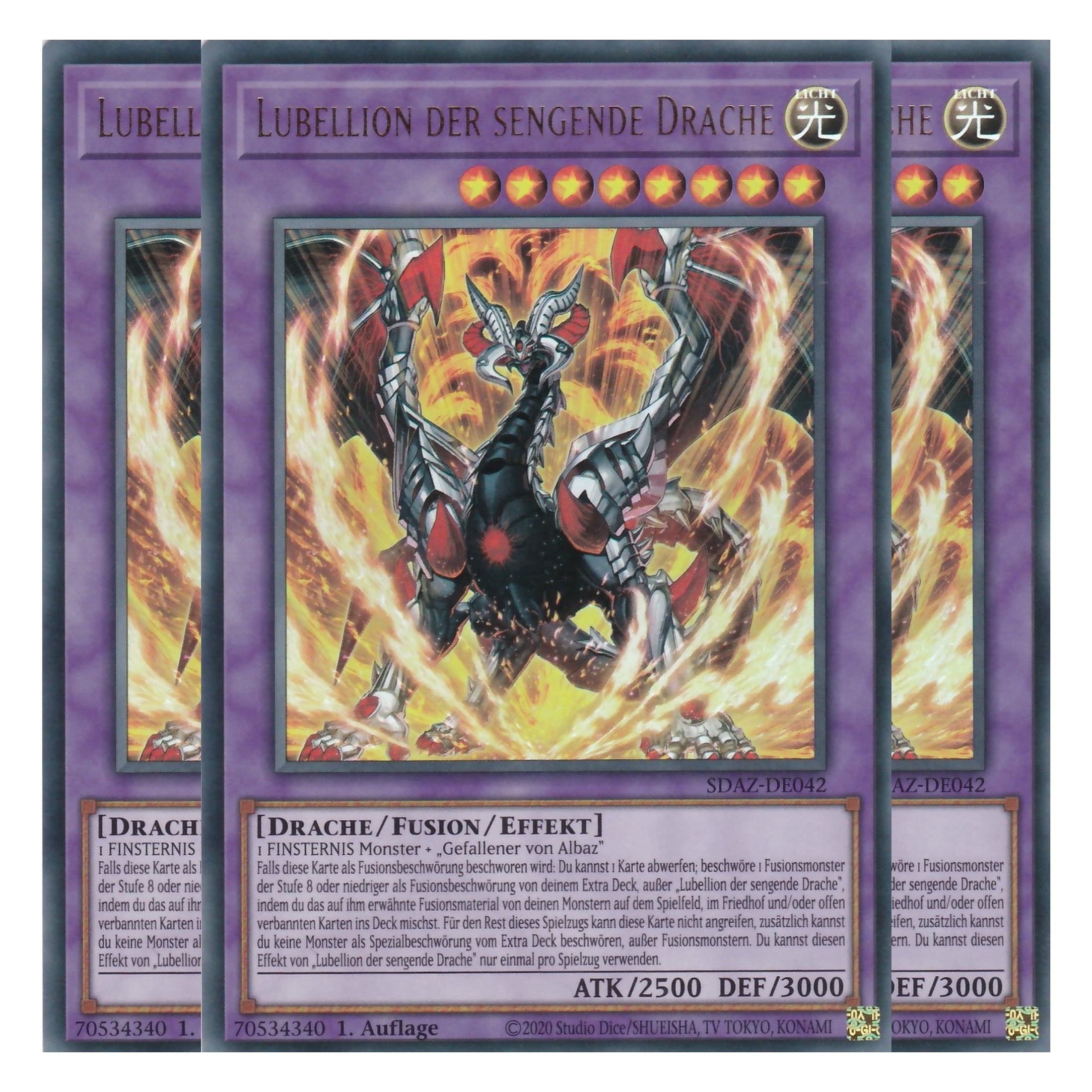 Lubellion der Sengende Drache - SDAZ-DE042 - Ultra Rare - Deutsch - 1. Auflage - Structure Deck: Albaz Strike - Yu-Gi-Oh! - Playset (3 Kopien)