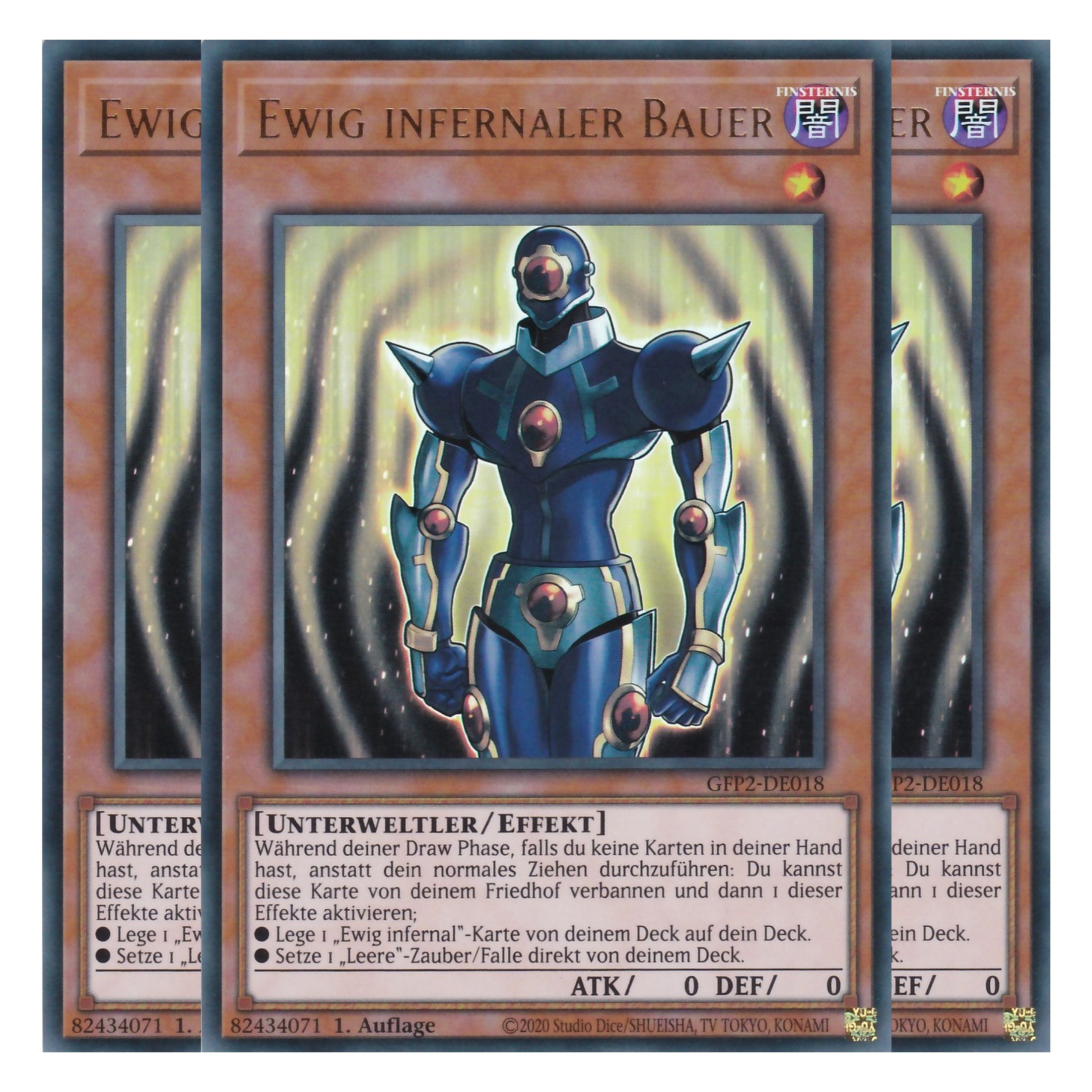 Ewig infernaler Bauer - GFP2-DE018 - Ultra Rare - Deutsch - 1. Auflage - Ghost from the Past II The Second Hunting - Yu-Gi-Oh! - Playset (3 Kopien)