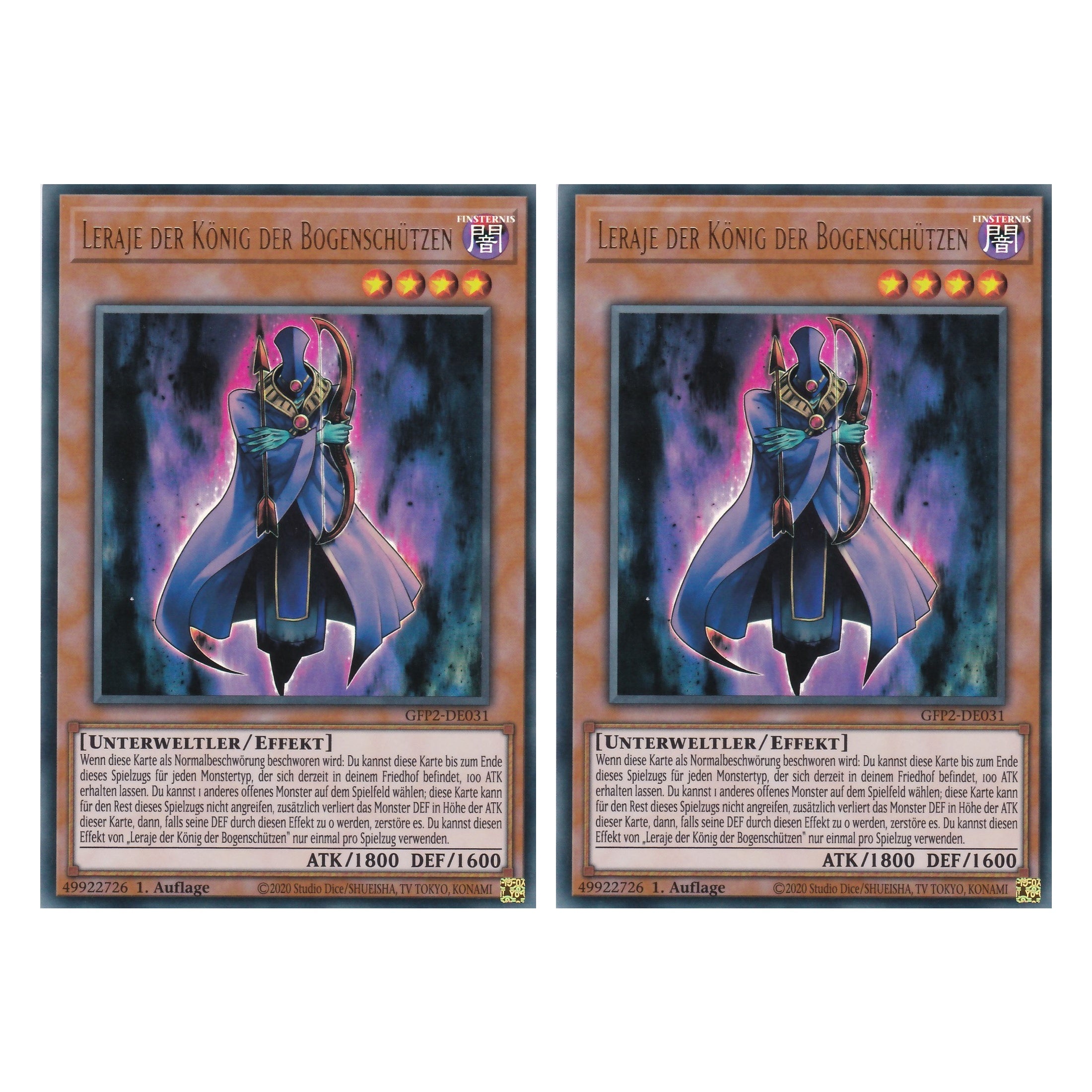 Leraje der König der Bogenschützen - GFP2-DE031 - Ultra Rare - Deutsch - 1. Auflage - Ghost from the Past II The Second Hunting - Yu-Gi-Oh! - Duo Set (2 Stück)