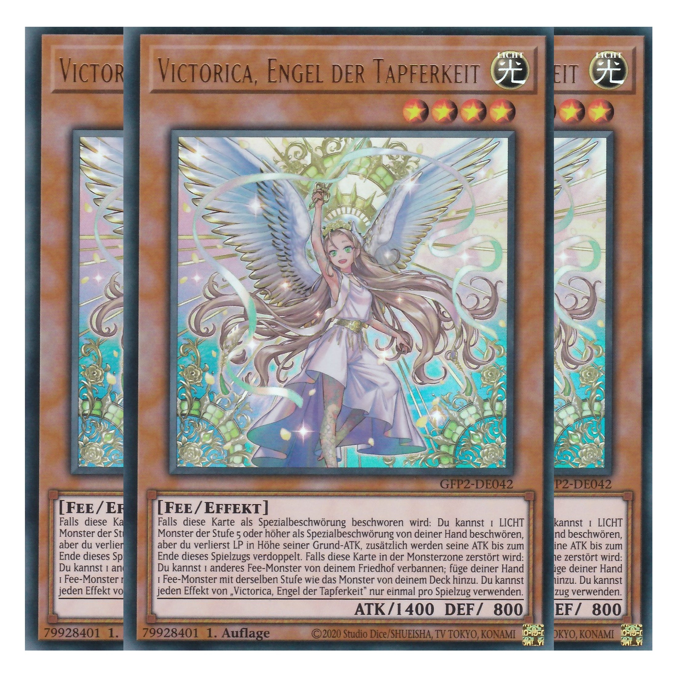 Victorica, Engel der Tapferkeit - GFP2-DE042 - Ultra Rare - Deutsch - 1. Auflage - Ghost from the Past II The Second Hunting - Yu-Gi-Oh! - Playset (3 Kopien)