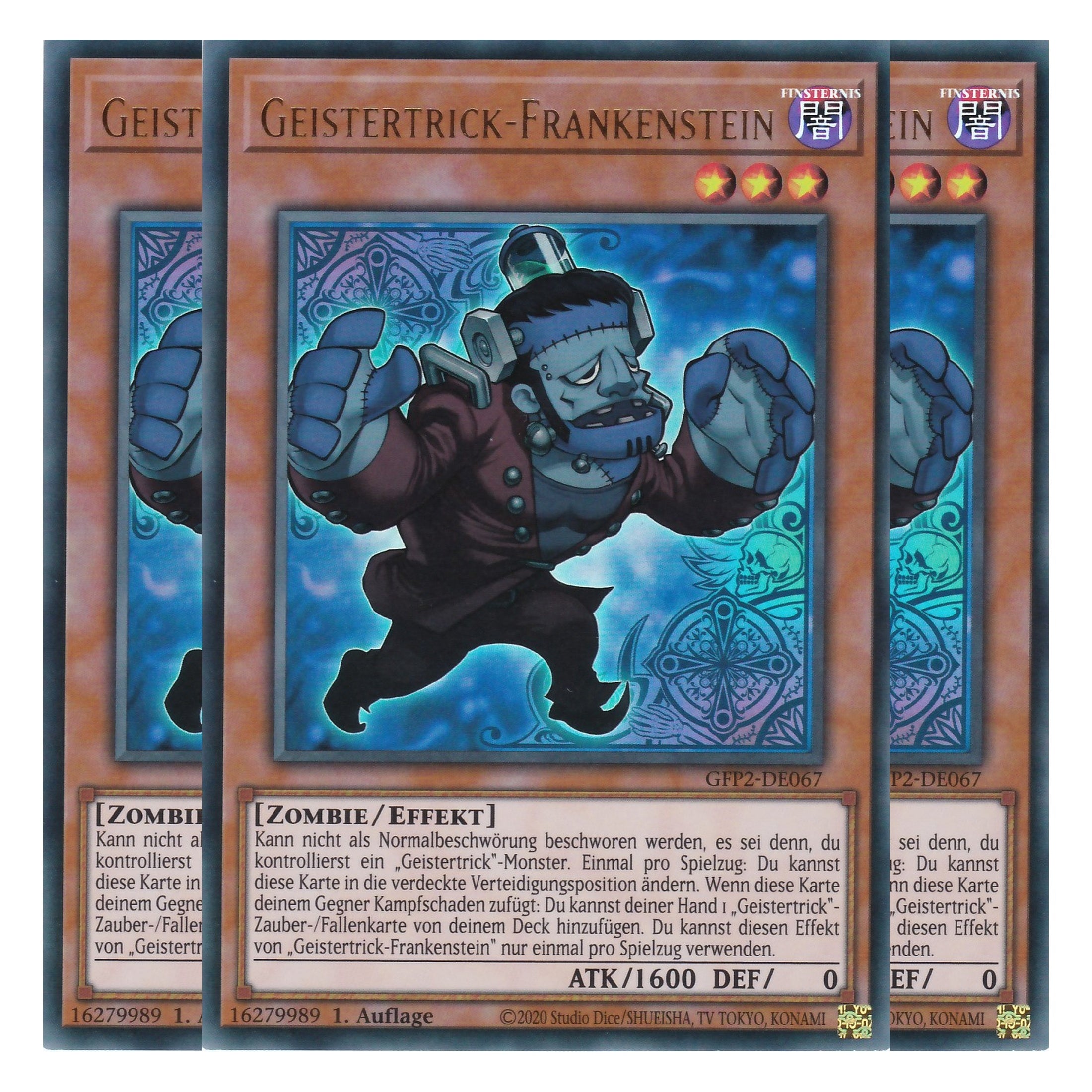 Geistertrick-Frankenstein - GFP2-DE067 - Ultra Rare - Deutsch - 1. Auflage - Ghost from the Past II The Second Hunting - Yu-Gi-Oh! - Playset (3 Kopien)