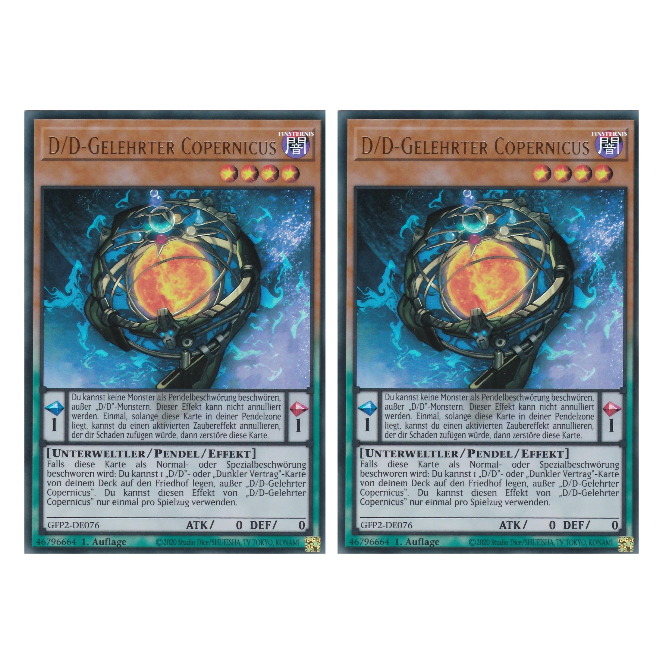 D/D-Gelehrter Copernicus - GFP2-DE076 - Ultra Rare - Deutsch - 1. Auflage - Ghost from the Past II The Second Hunting - Yu-Gi-Oh! - Duo Set (2 Stück)