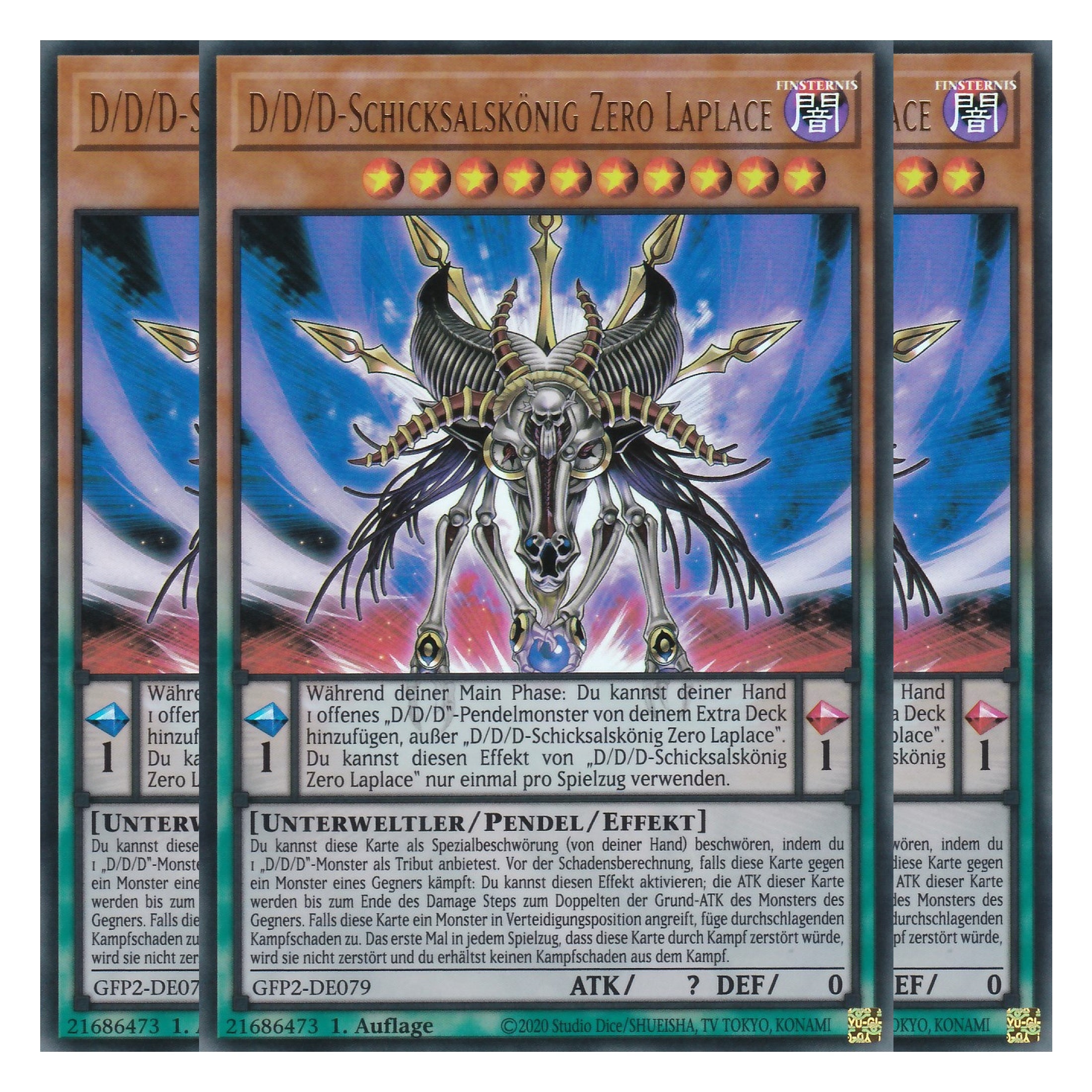 D/D/D-Schicksalskönig Zero Laplace - GFP2-DE079 - Ultra Rare - Deutsch - 1. Auflage - Ghost from the Past II The Second Hunting - Yu-Gi-Oh! - Playset (3 Kopien)
