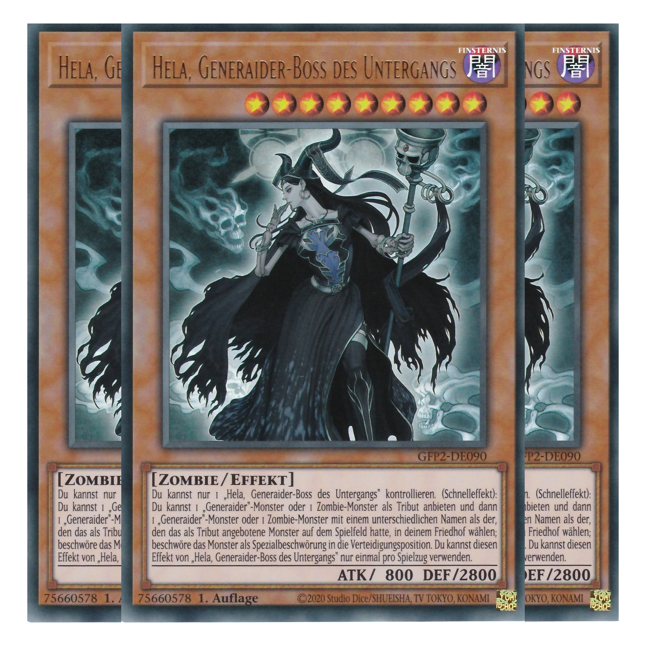 Hela, Generaider-Boss des Untergangs - GFP2-DE090 - Ultra Rare - Deutsch - 1. Auflage - Ghost from the Past II The Second Hunting - Yu-Gi-Oh! - Playset (3 Kopien)