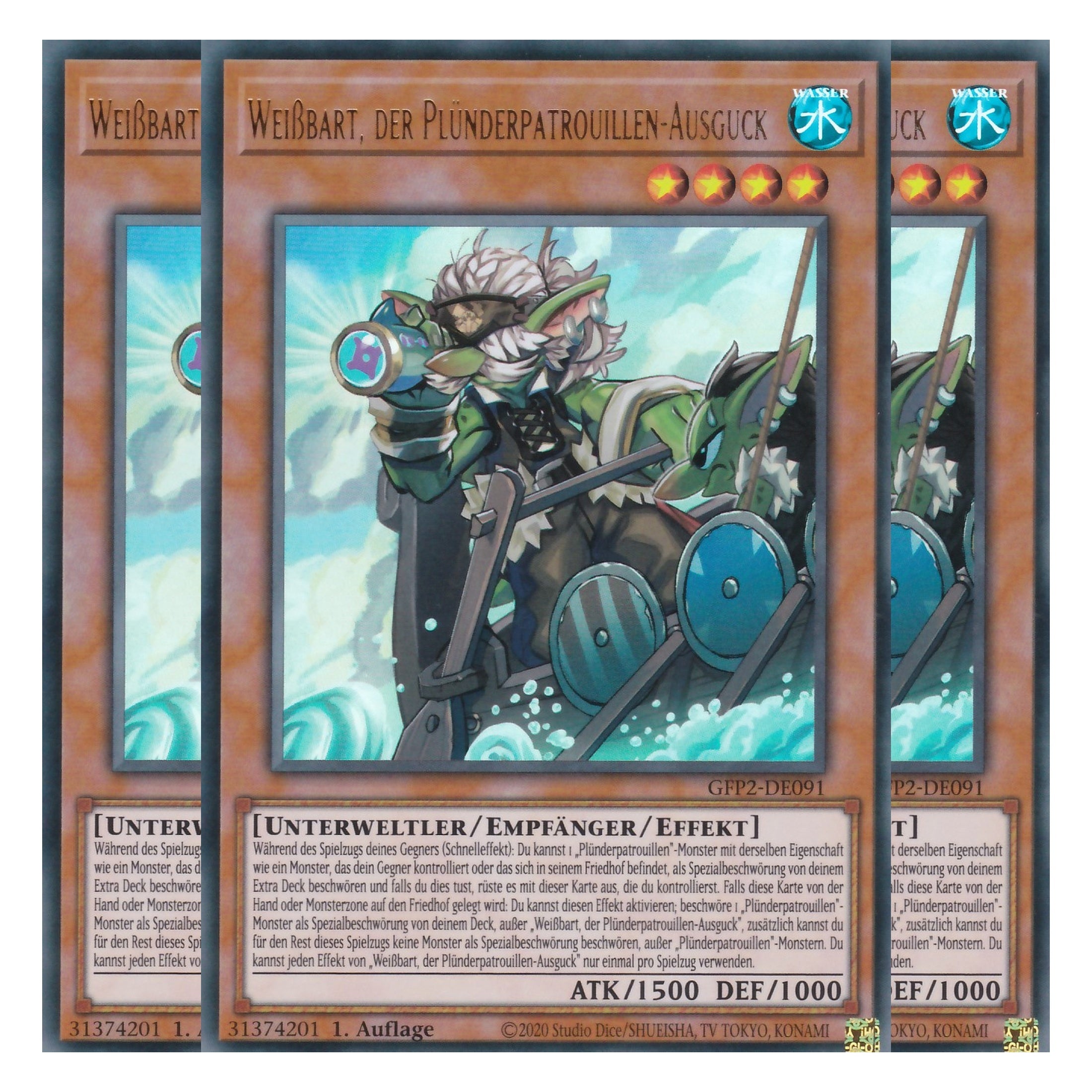 Weißbart, der Plünderpatrouillen-Ausguck - GFP2-DE091 - Ultra Rare - Deutsch - 1. Auflage - Ghost from the Past II The Second Hunting - Yu-Gi-Oh! - Playset (3 Kopien)