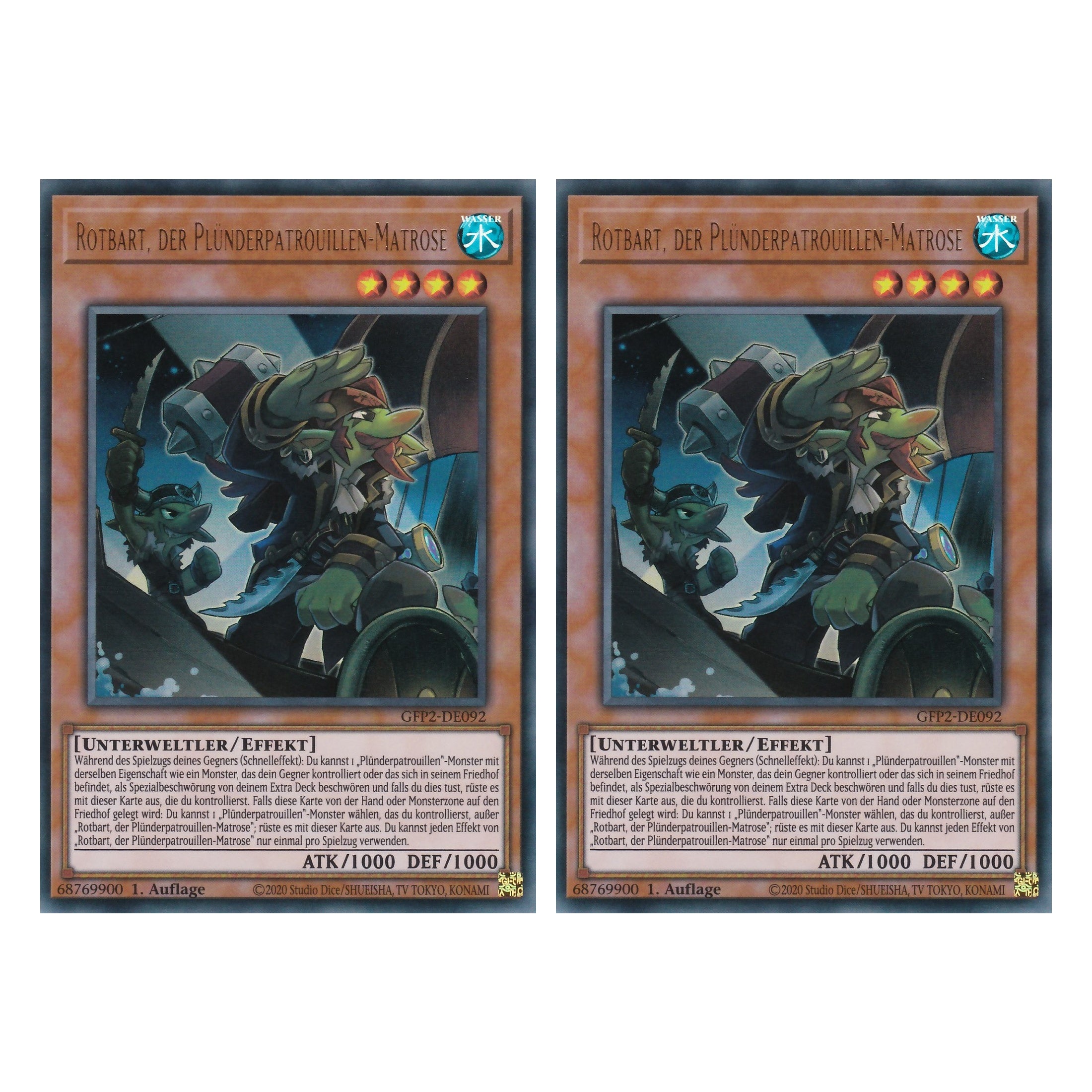 Rotbart, der Plünderpatrouillen-Matrose - GFP2-DE092 - Ultra Rare - Deutsch - 1. Auflage - Ghost from the Past II The Second Hunting - Yu-Gi-Oh! - Duo Set (2 Stück)