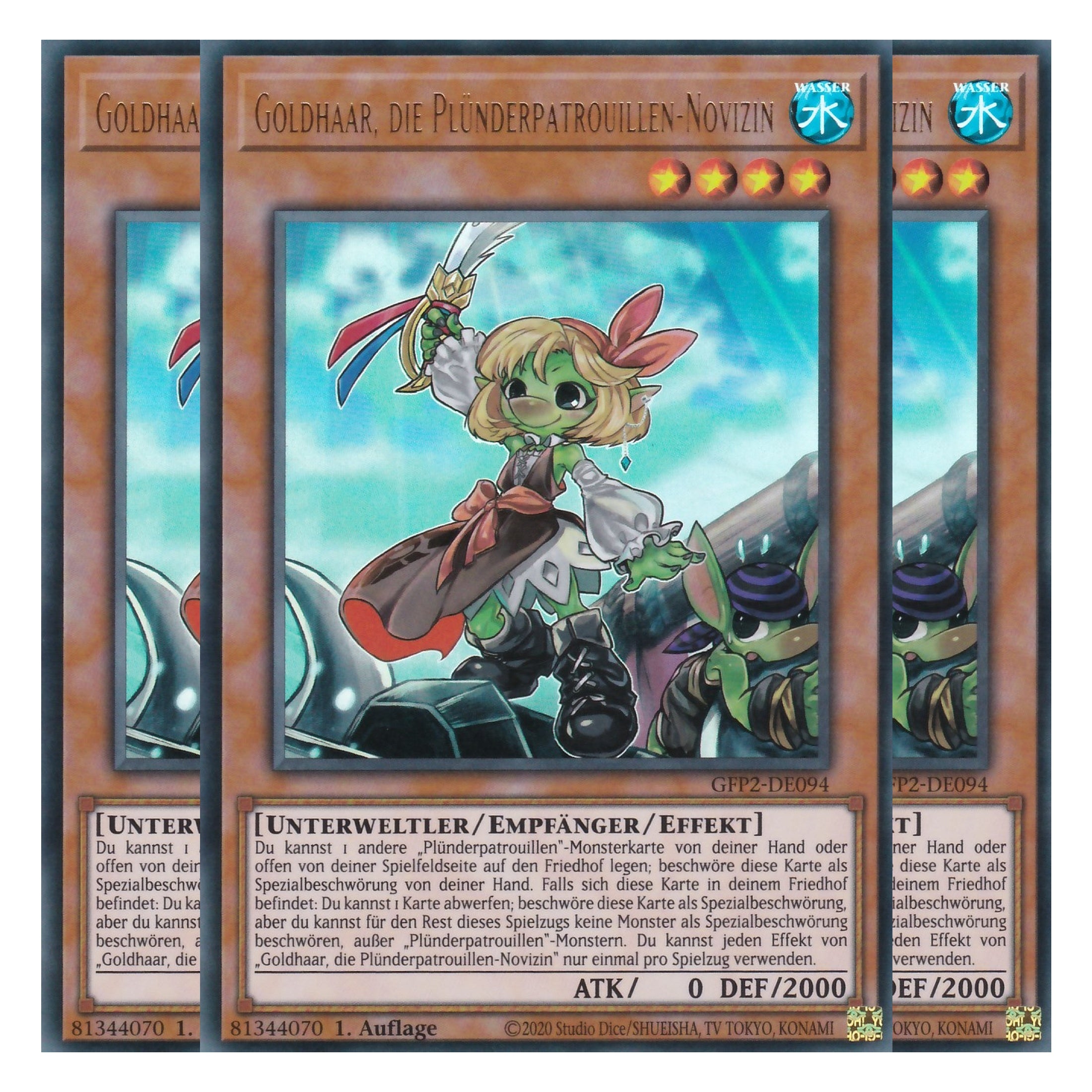 Goldhaar, die Plünderpatrouillen-Novizin - GFP2-DE094 - Ultra Rare - Deutsch - 1. Auflage - Ghost from the Past II The Second Hunting - Yu-Gi-Oh! - Playset (3 Kopien)