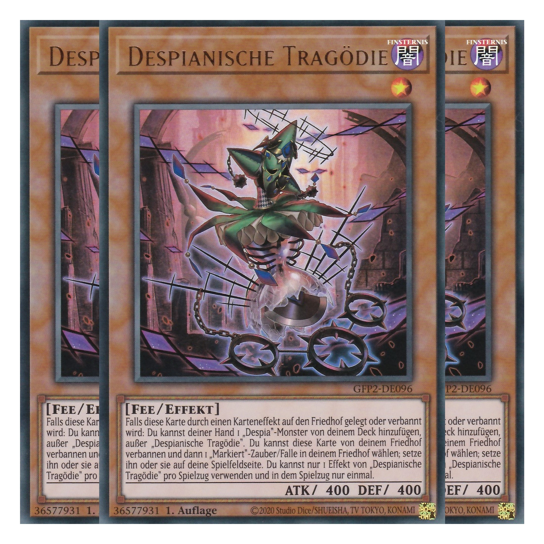 Despianische Tragödie - GFP2-DE096 - Ultra Rare - Deutsch - 1. Auflage - Ghost from the Past II The Second Hunting - Yu-Gi-Oh! - Playset (3 Kopien)