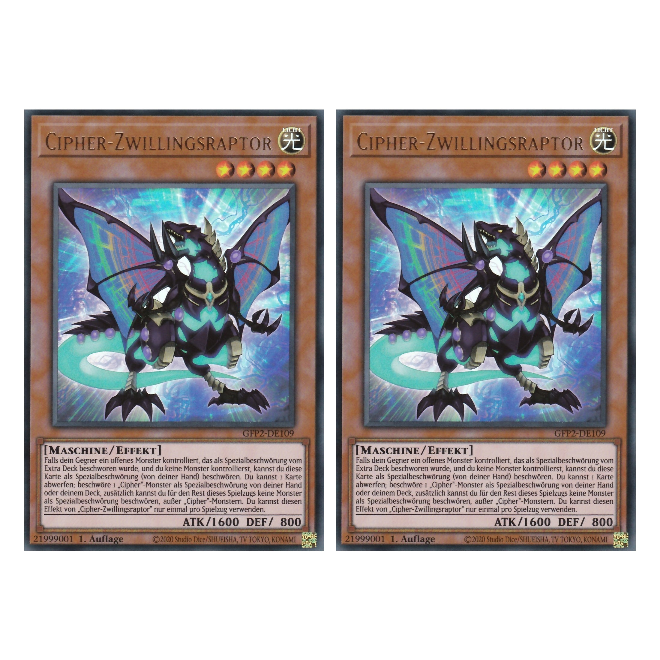 Cipher-Zwillingsraptor - GFP2-DE109 - Ultra Rare - Deutsch - 1. Auflage - Ghost from the Past II The Second Hunting - Yu-Gi-Oh! - Duo Set (2 Stück)