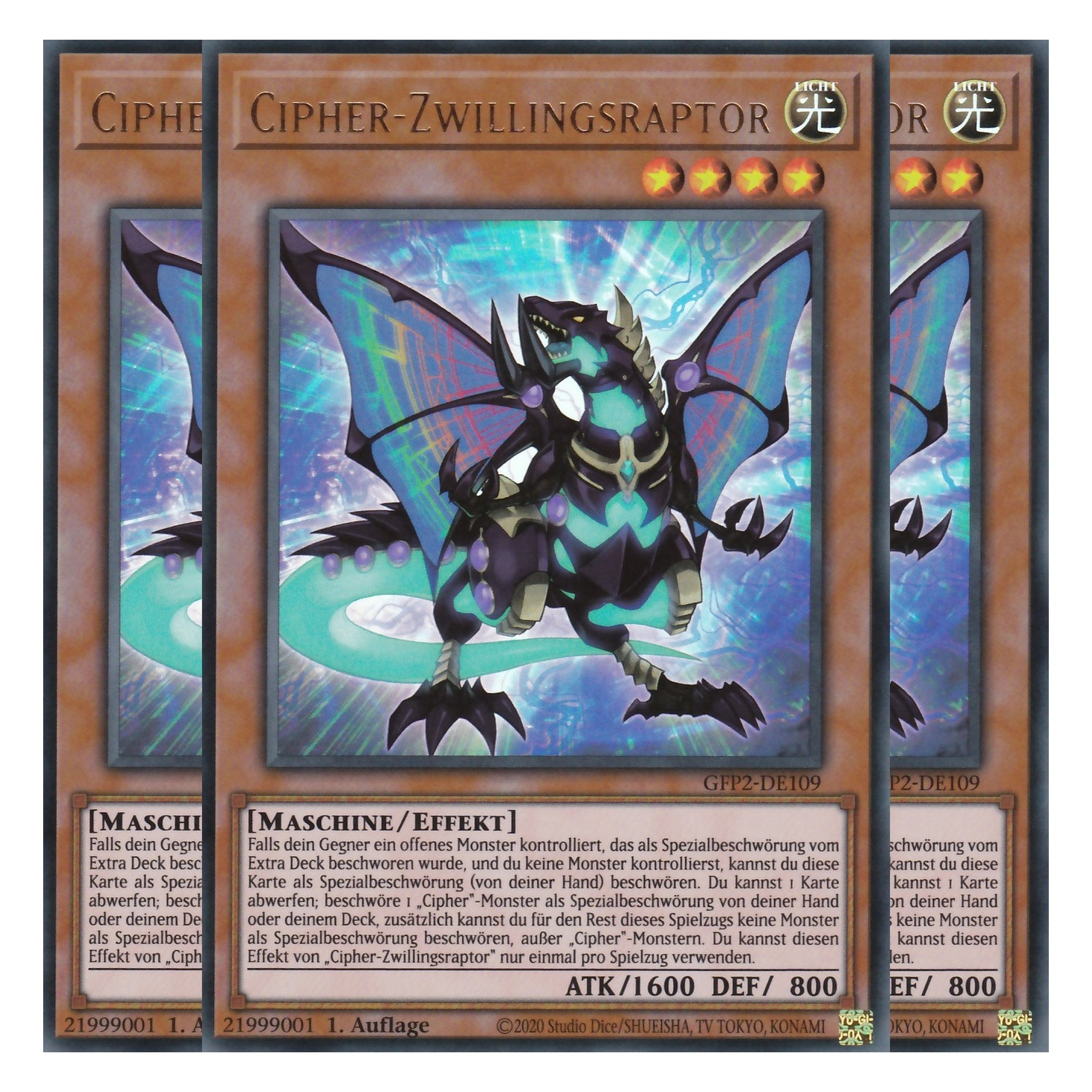 Cipher-Zwillingsraptor - GFP2-DE109 - Ultra Rare - Deutsch - 1. Auflage - Ghost from the Past II The Second Hunting - Yu-Gi-Oh! - Playset (3 Kopien)