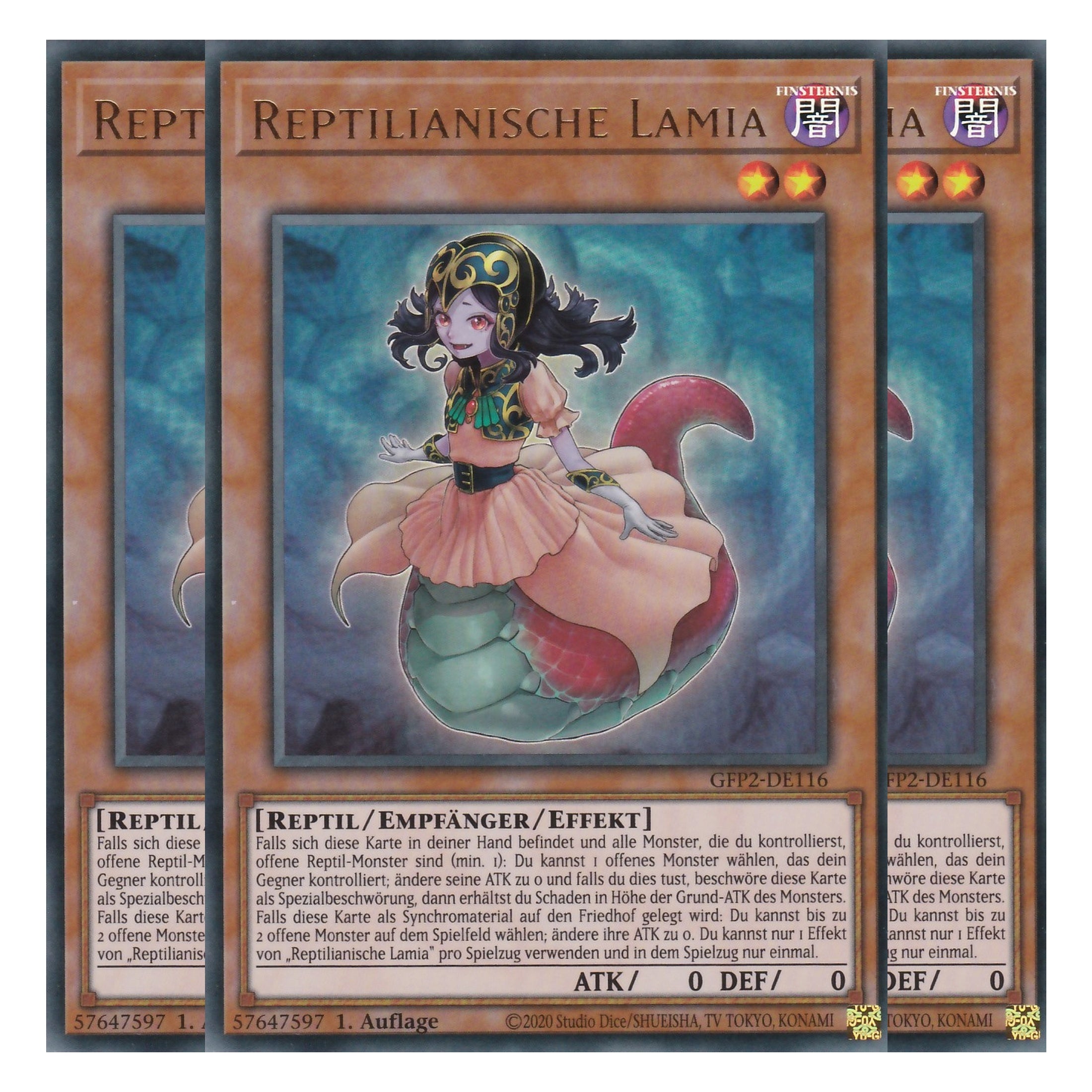 Reptilianische Lamia - GFP2-DE116 - Ultra Rare - Deutsch - 1. Auflage - Ghost from the Past II The Second Hunting - Yu-Gi-Oh! - Playset (3 Kopien)