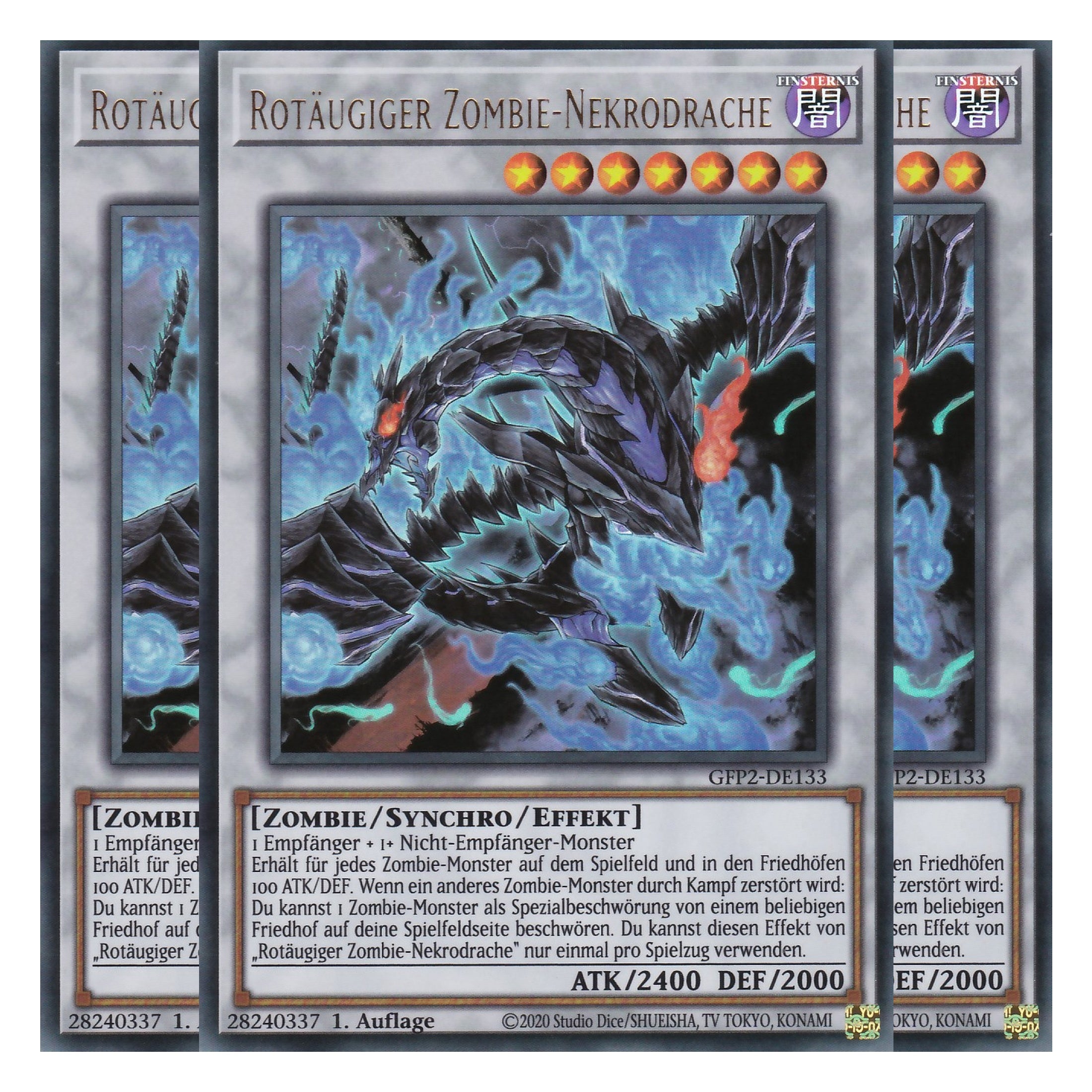 Rotäugiger Zombie-Nekrodrache - GFP2-DE133 - Ultra Rare - Deutsch - 1. Auflage - Ghost from the Past II The Second Hunting - Yu-Gi-Oh! - Playset (3 Kopien)