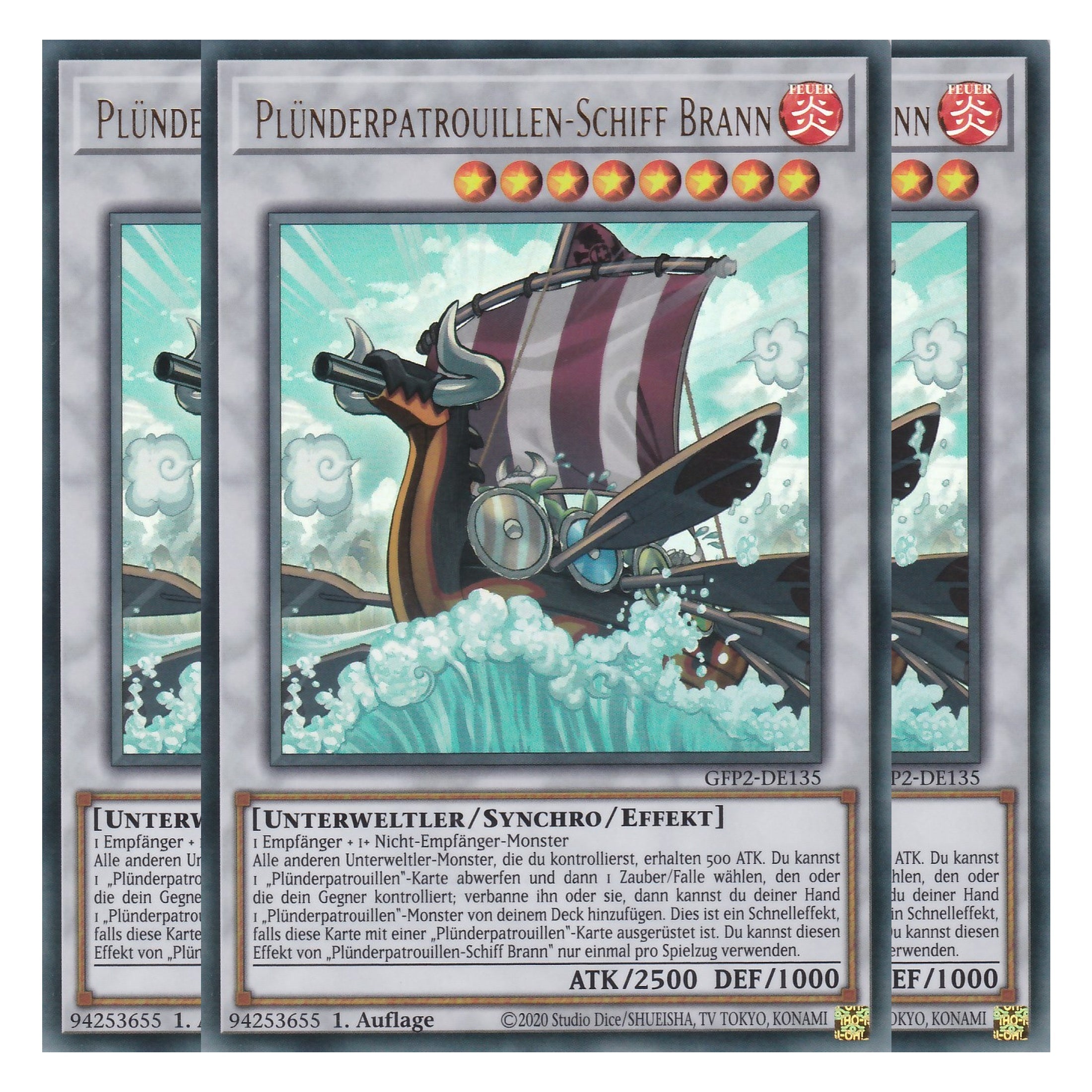 Plünderpatrouillen-Schiff Brann - GFP2-DE135 - Ultra Rare - Deutsch - 1. Auflage - Ghost from the Past II The Second Hunting - Yu-Gi-Oh! - Playset (3 Kopien)
