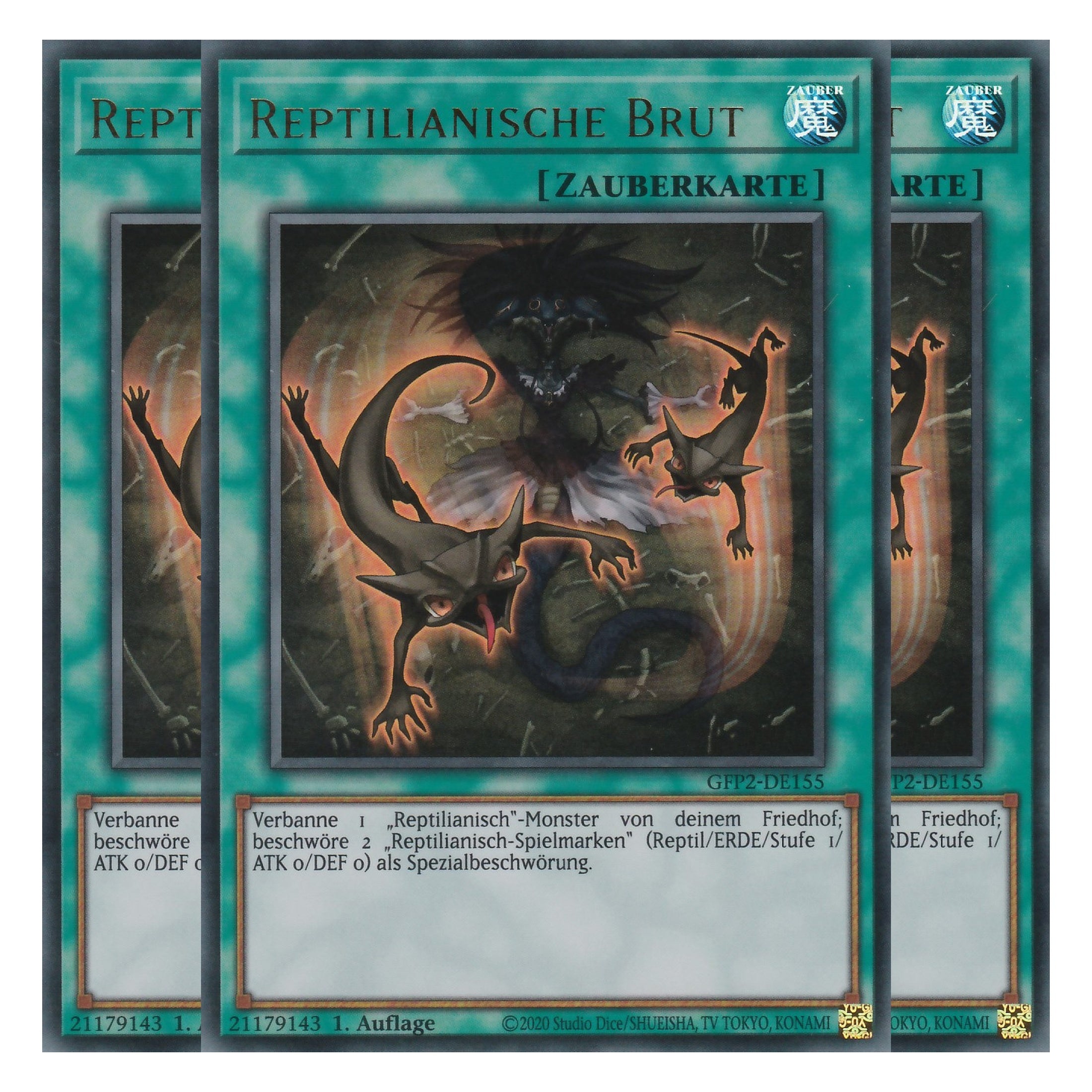 Reptilianische Brut - GFP2-DE155 - Ultra Rare - Deutsch - 1. Auflage - Ghost from the Past II The Second Hunting - Yu-Gi-Oh! - Playset (3 Kopien)