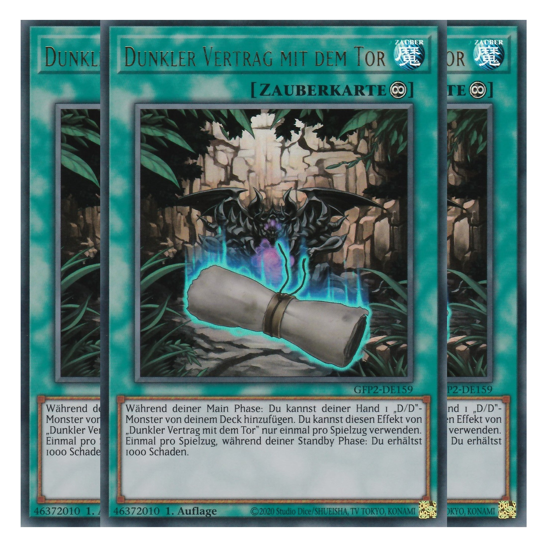 Dunkler Vertrag mit dem Tor - GFP2-DE159 - Ultra Rare - Deutsch - 1. Auflage - Ghost from the Past II The Second Hunting - Yu-Gi-Oh! - Playset (3 Kopien)