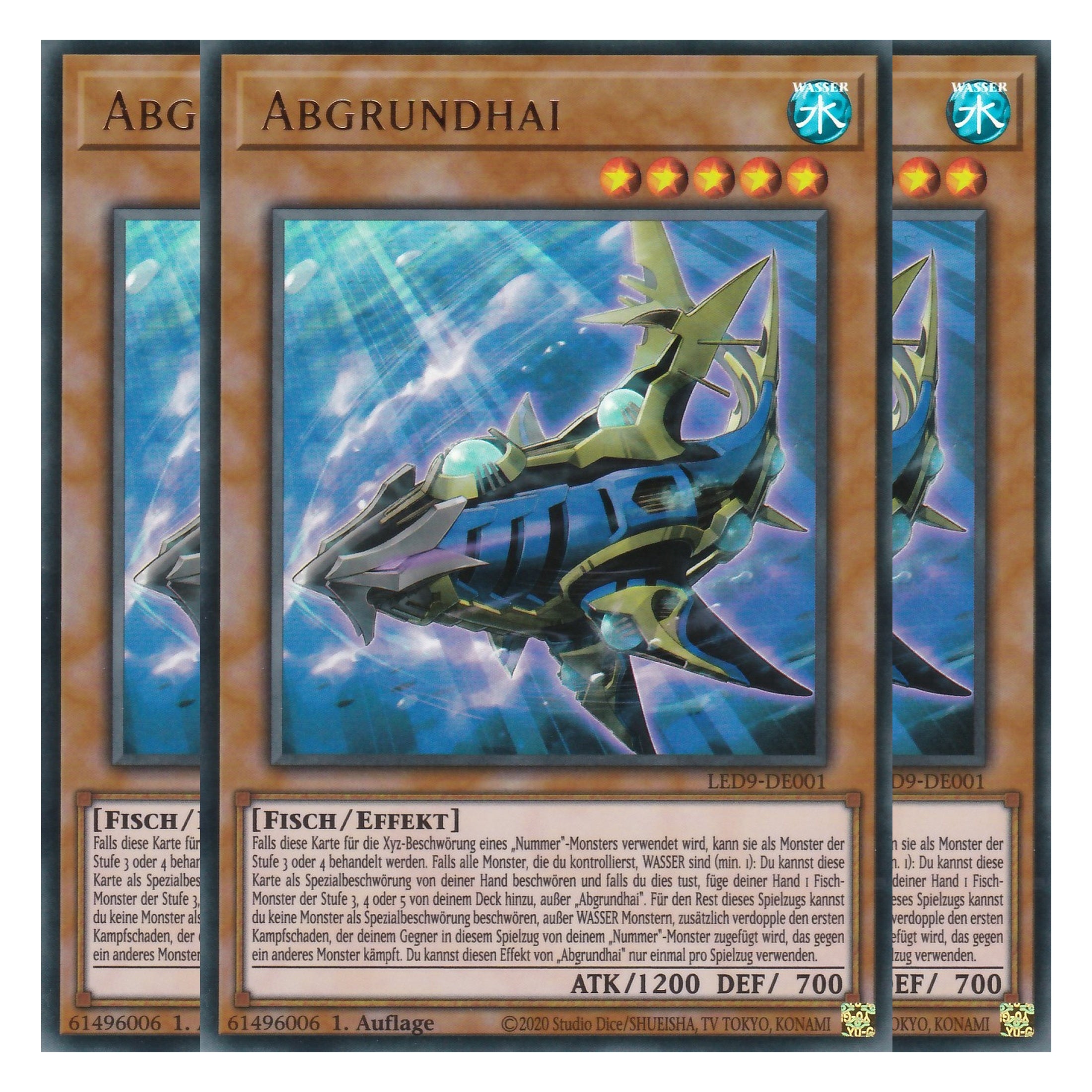 Abgrundhai - LED9-DE001 - Ultra Rare - Deutsch - 1. Auflage - Legendary Duelists: Duels From the Deep - Playset (3 Kopien)