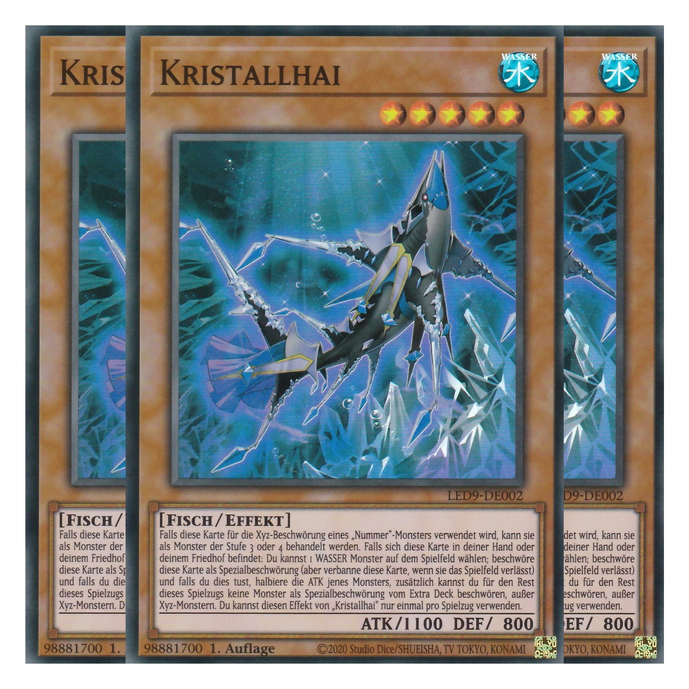 Kristallhai - LED9-DE002 - Super Rare - Deutsch - 1. Auflage - Legendary Duelists: Duels From the Deep - Playset (3 Kopien)