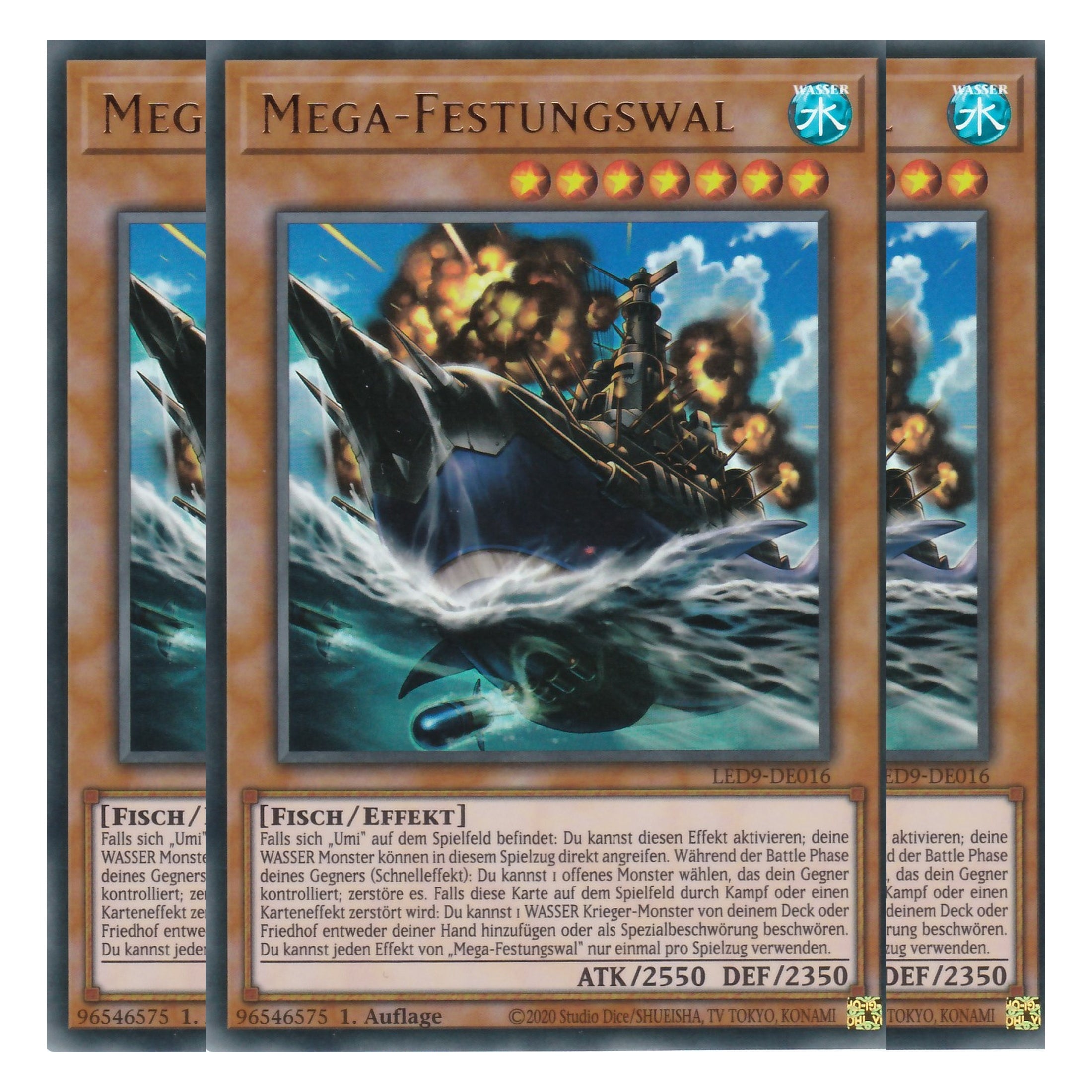 Mega-Festungswal - LED9-DE016 - Ultra Rare - Deutsch - 1. Auflage - Legendary Duelists: Duels From the Deep - Playset (3 Kopien)