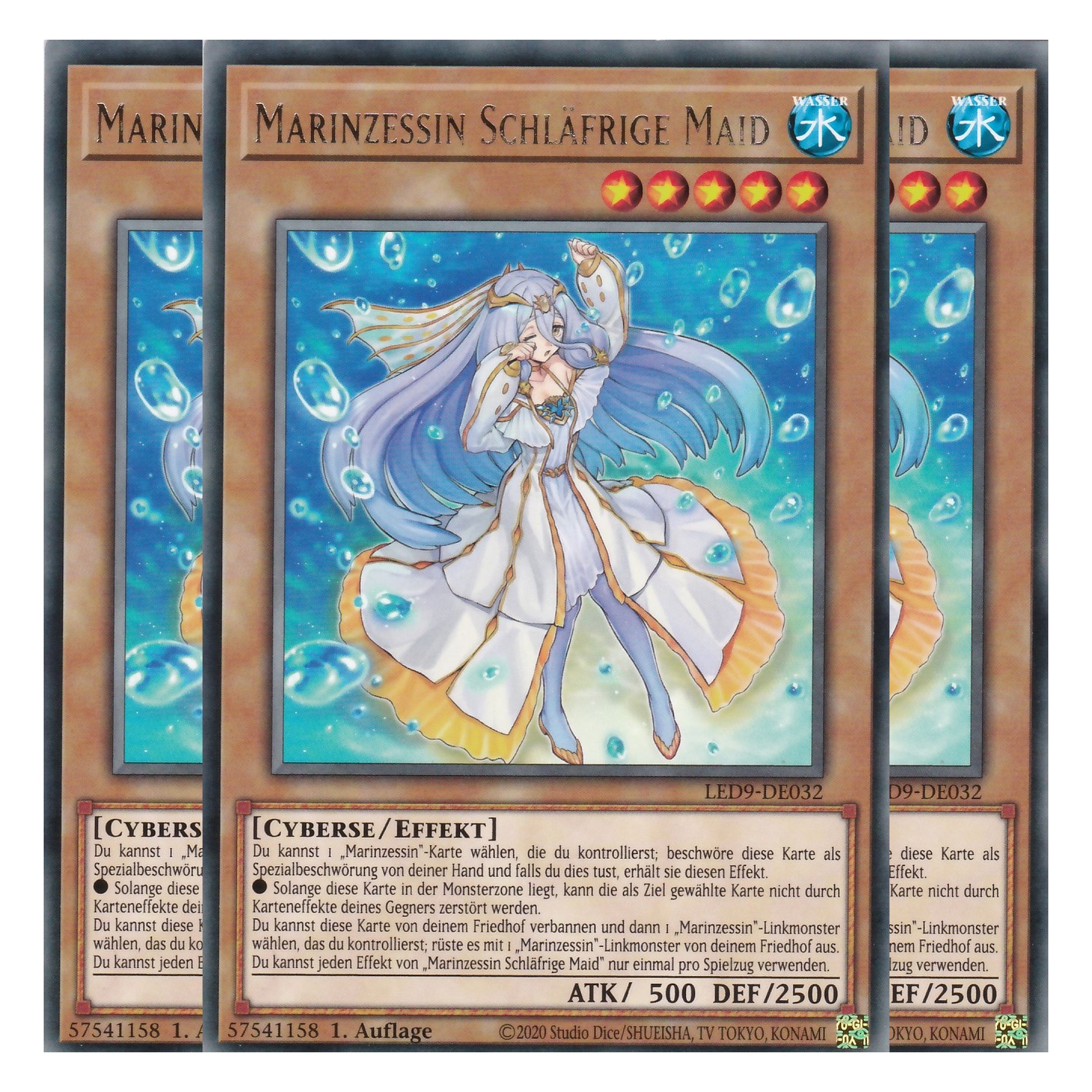 Marinzessin Schläfrige Maid - LED9-DE032 - Rare - Deutsch - 1. Auflage - Legendary Duelists: Duels From the Deep - Playset (3 Kopien)