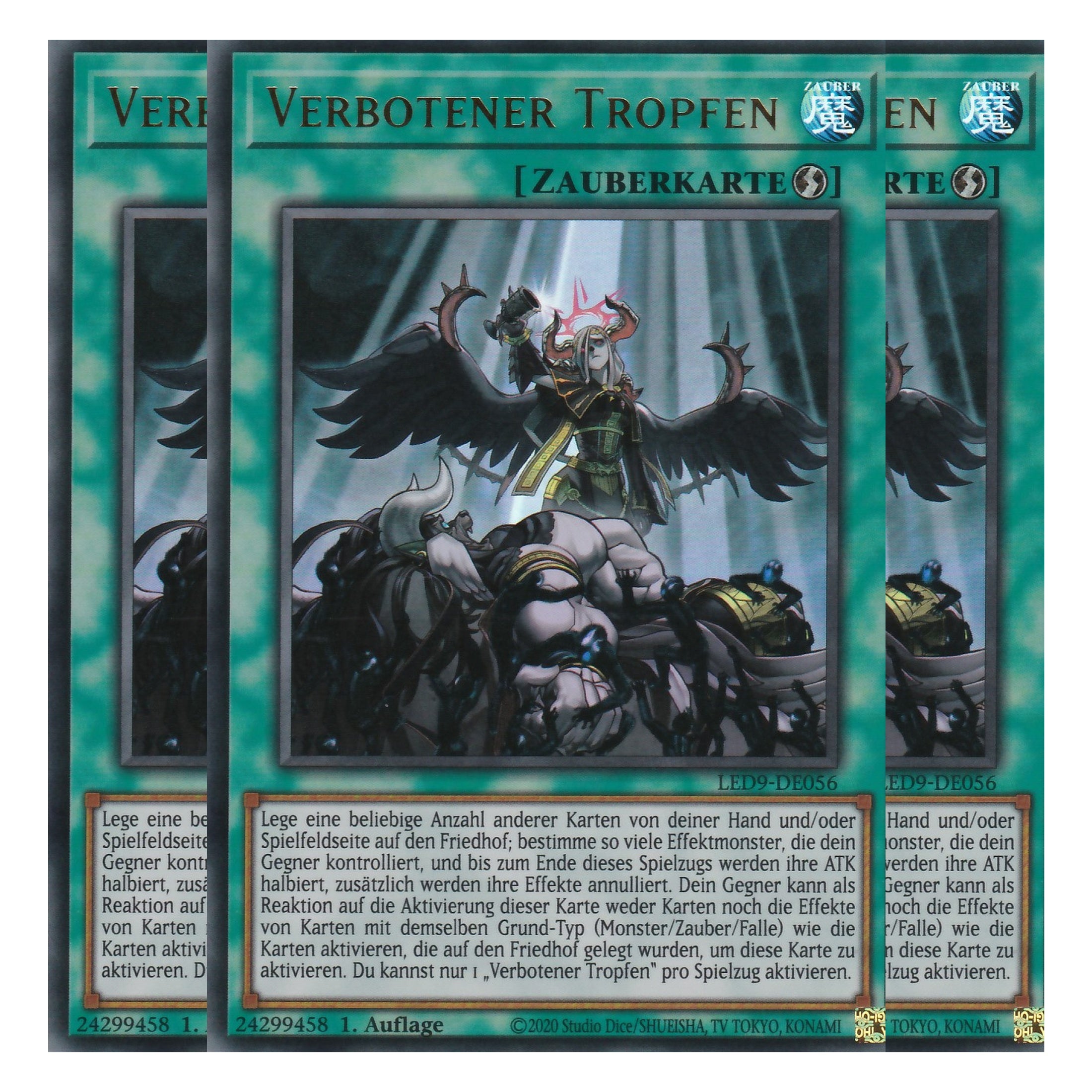 Verbotener Tropfen - LED9-DE056 - Ultra Rare - Deutsch - 1. Auflage - Legendary Duelists: Duels From the Deep - Playset (3 Kopien)
