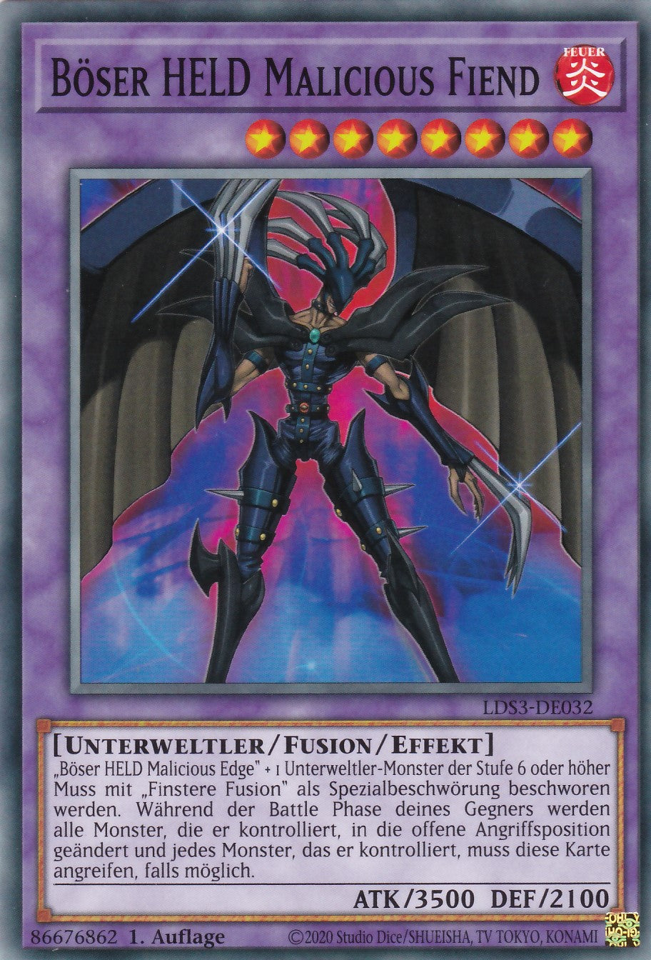 Böser HELD Malicious Fiend - LDS3-DE032 - Common - Deutsch - 1. Auflage - Legendary Duelists: Season 3