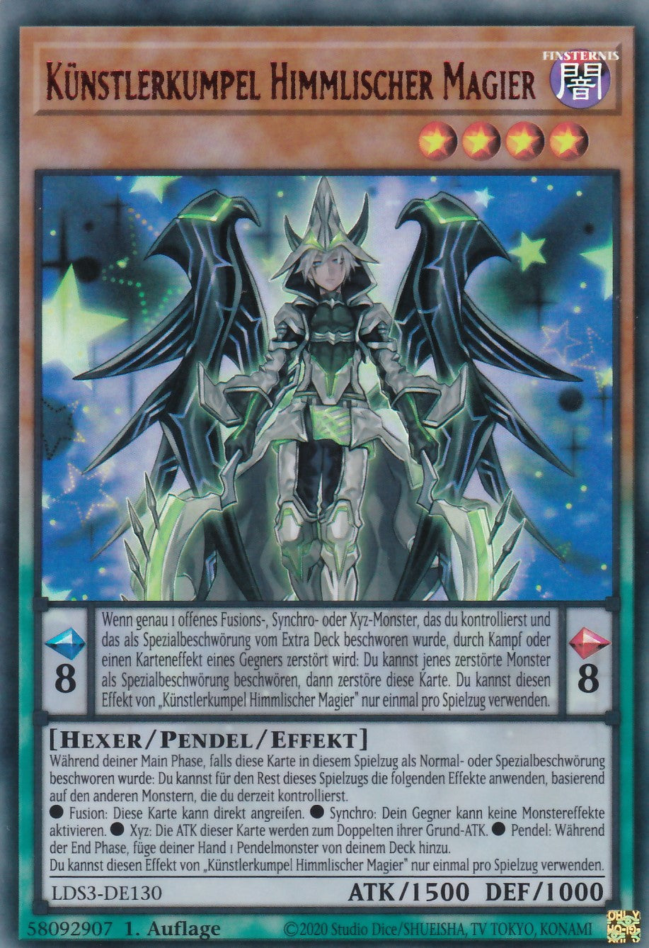 Künstlerkumpel Himmlischer Magier - LDS3-DE130 - Ultra Rare - Deutsch - 1. Auflage - Legendary Duelists: Season 3