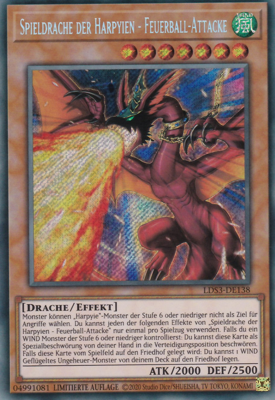 Spieldrache der Harpyien - Feuerball-Attacke - LDS3-DE138 - Secret Rare - Deutsch - 1. Auflage - Legendary Duelists: Season 3