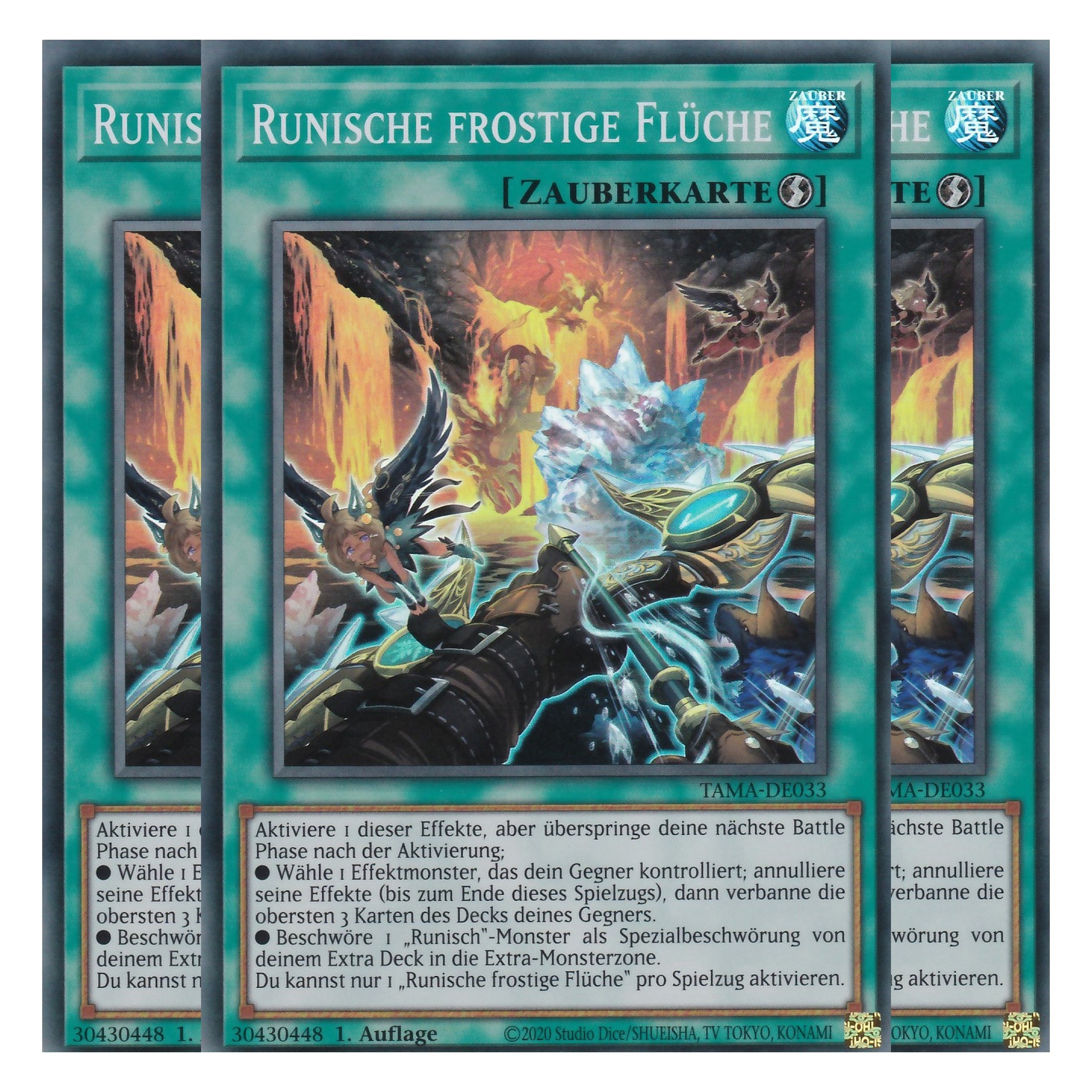 Runische frostige Flüche - TAMA-DE033 - Super Rare - 1. Auflage - Deutsch - Tactical Masters - Yu-Gi-Oh! - Playset (3 Kopien)
