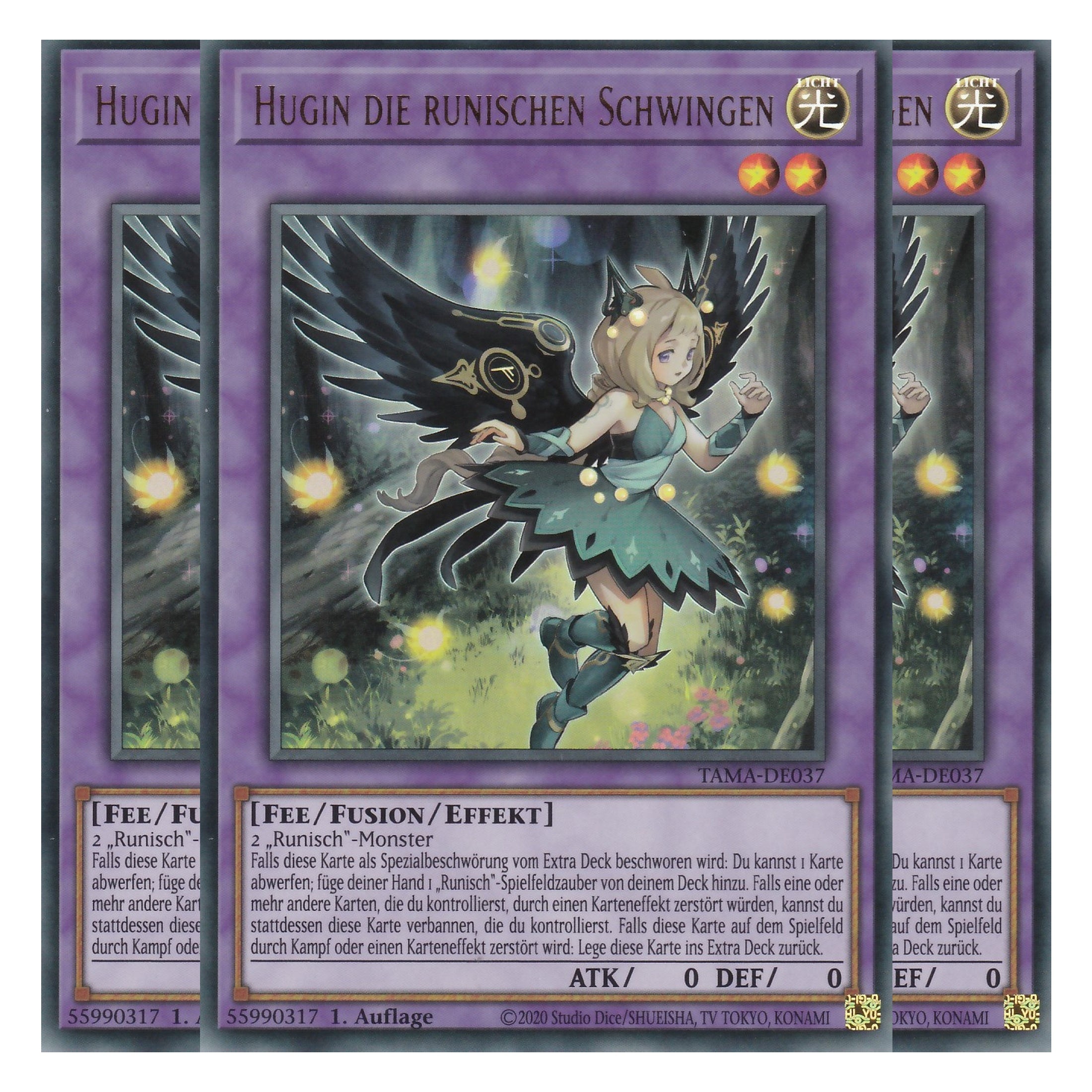 Hugin die runischen Schwingen - TAMA-DE037 - Ultra Rare - 1. Auflage - Deutsch - Tactical Masters - Yu-Gi-Oh! - Playset (3 Kopien)
