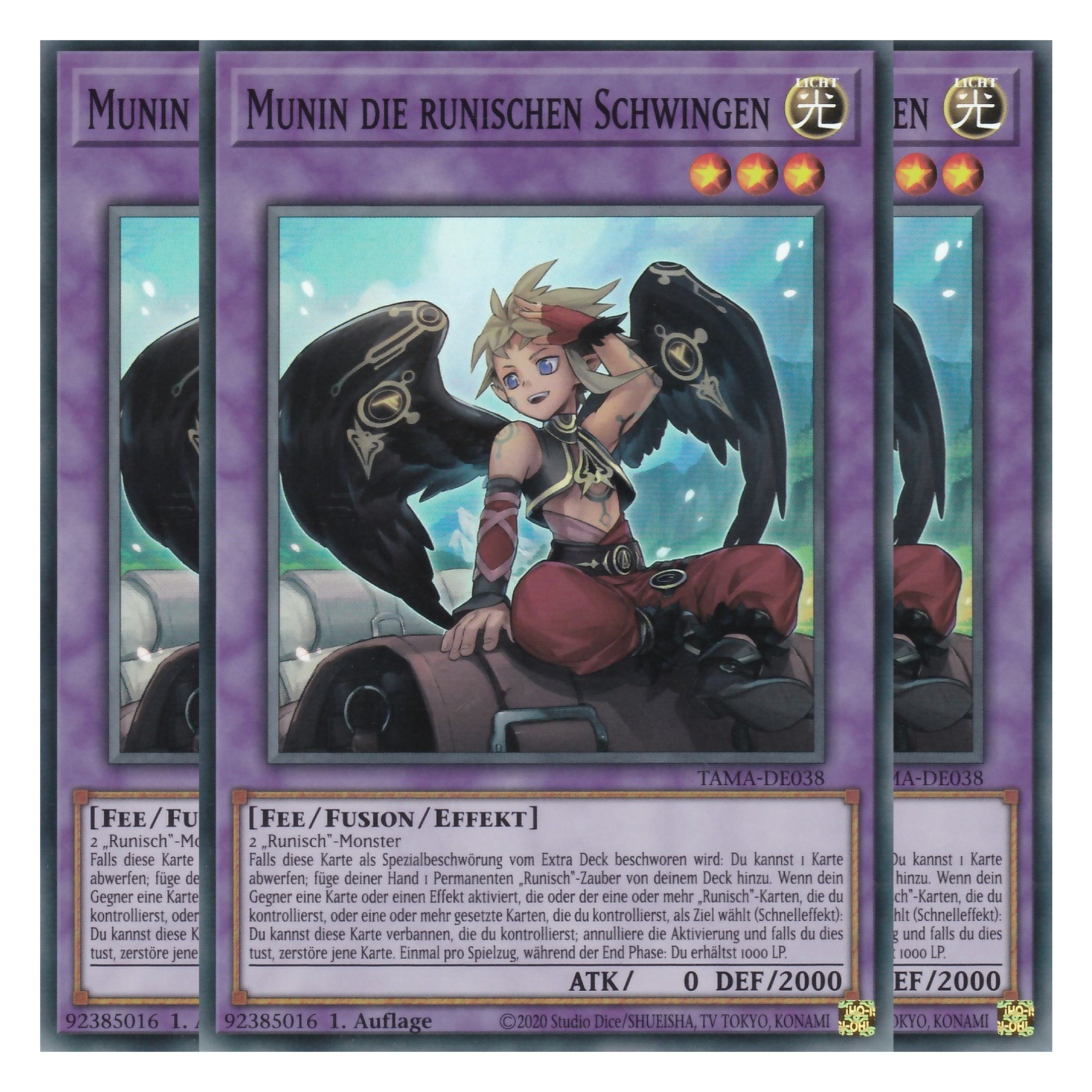Munin die runischen Schwingen - TAMA-DE038 - Super Rare - 1. Auflage - Deutsch - Tactical Masters - Yu-Gi-Oh! - Playset (3 Kopien)
