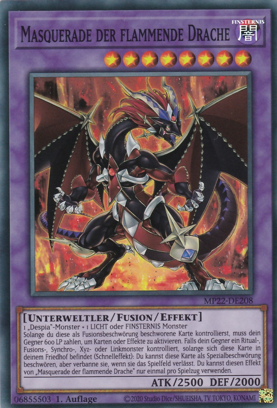 Masquerade der flammende Drache - MP22-DE208 - Super Rare - Deutsch - 1. Auflage - 2022 Tin of the Pharaoh's Gods