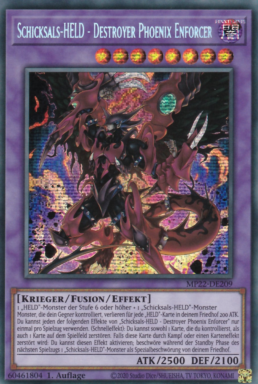 Schicksals-HELD - Destroyer Phoenix Enforcer - MP22-DE209 - Secret Rare - Deutsch - 1. Auflage - 2022 Tin of the Pharaoh's Gods