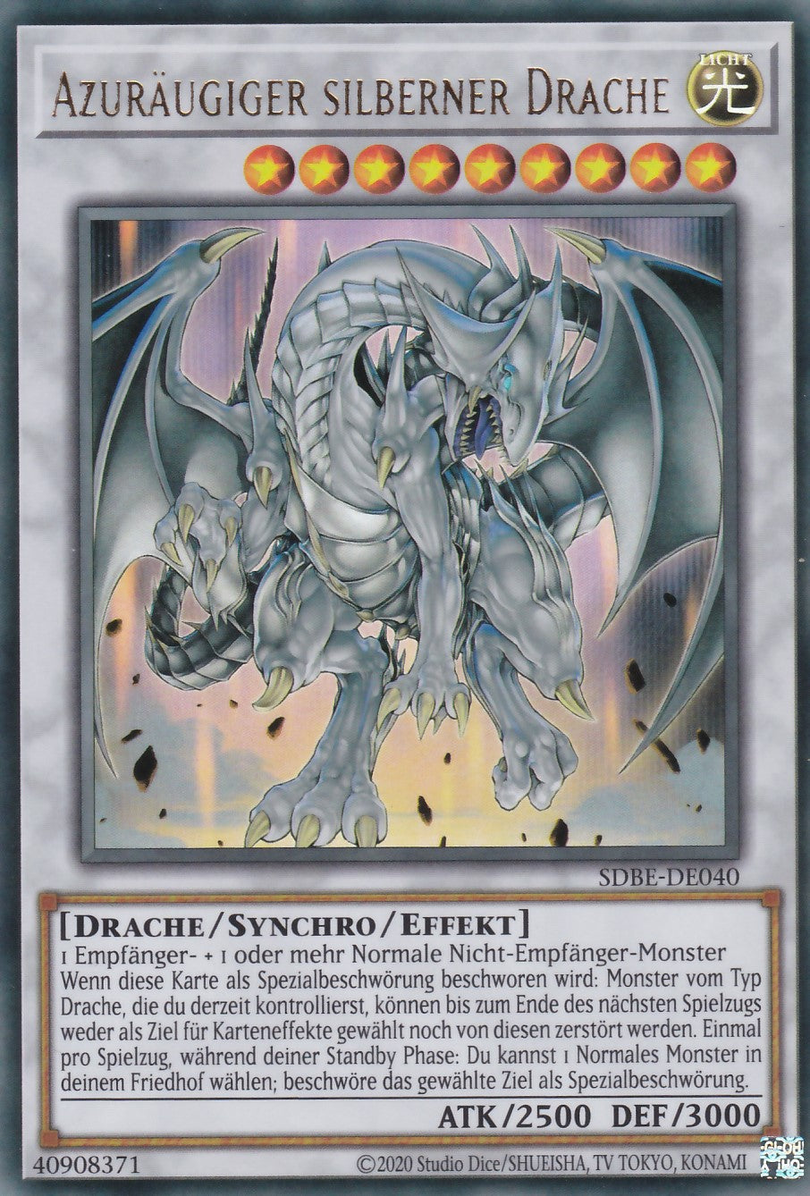 SDBE-DE040 - Himmelblauäugiger silberner Drache - Ultra Rare - 2. Auflage - Deutsch - Structure Deck Saga of Blue Eyes White