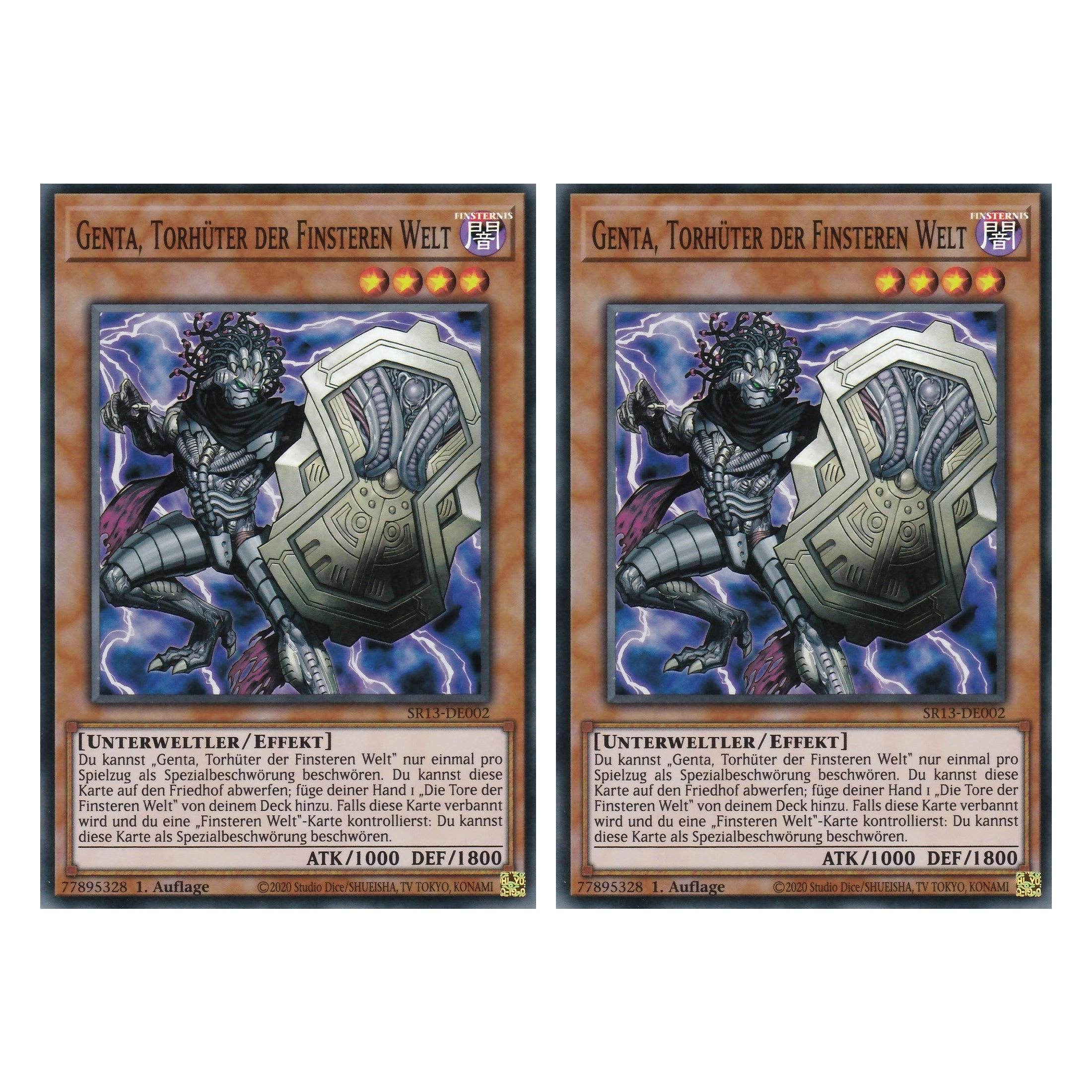 Genta, Torhüter der Finsteren Welt - SR13-DE002 - Super Rare - Deutsch - 1. Auflage - Structure Deck: Dark World - Yu-Gi-Oh! - Duo Set (2 Stück)