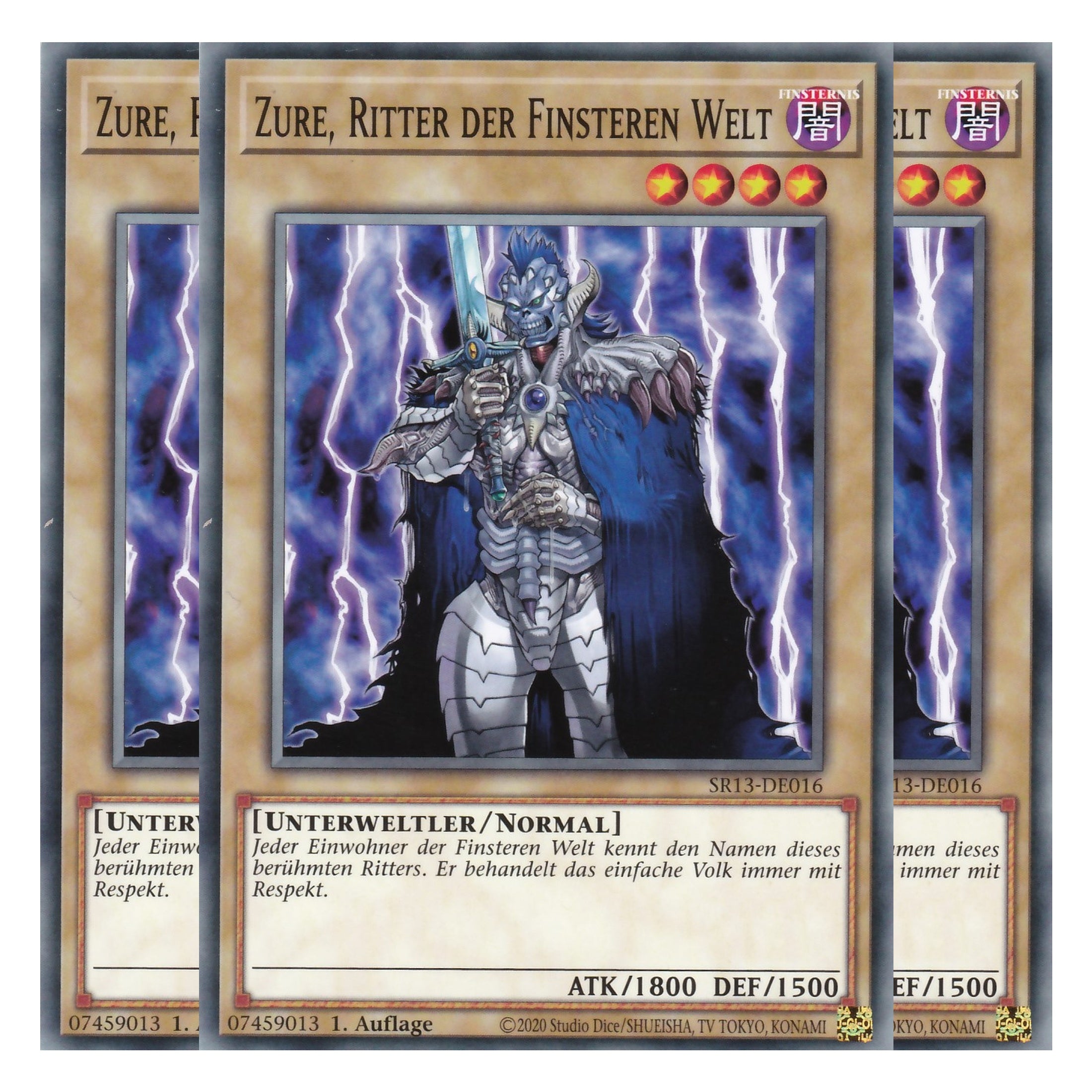 Zure, Ritter der Finsteren Welt - SR13-DE016 - Common - Deutsch - 1. Auflage - Structure Deck: Dark World - Yu-Gi-Oh! - Playset (3 Kopien)